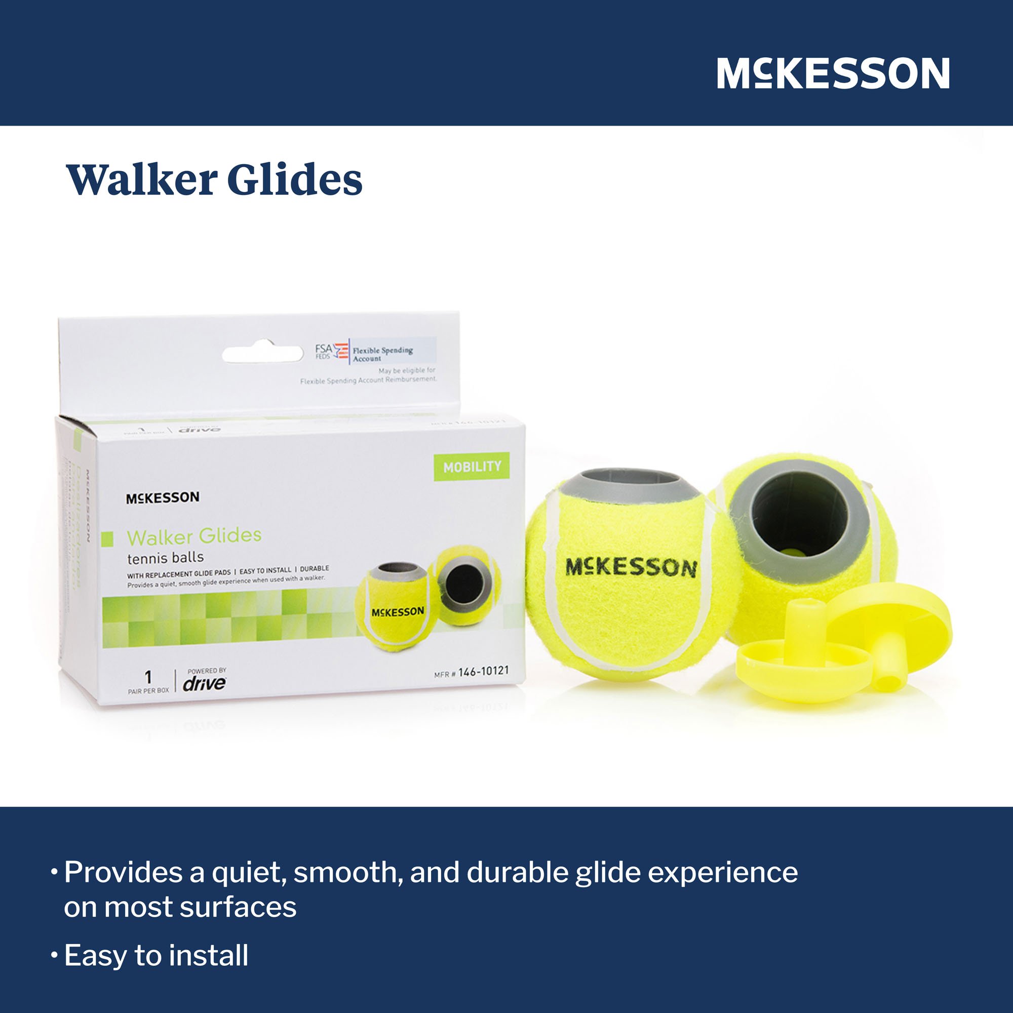 McKesson Brand 146-10121 - McKesson Tennis Ball Glide Pads - 1/Box, 10/Case