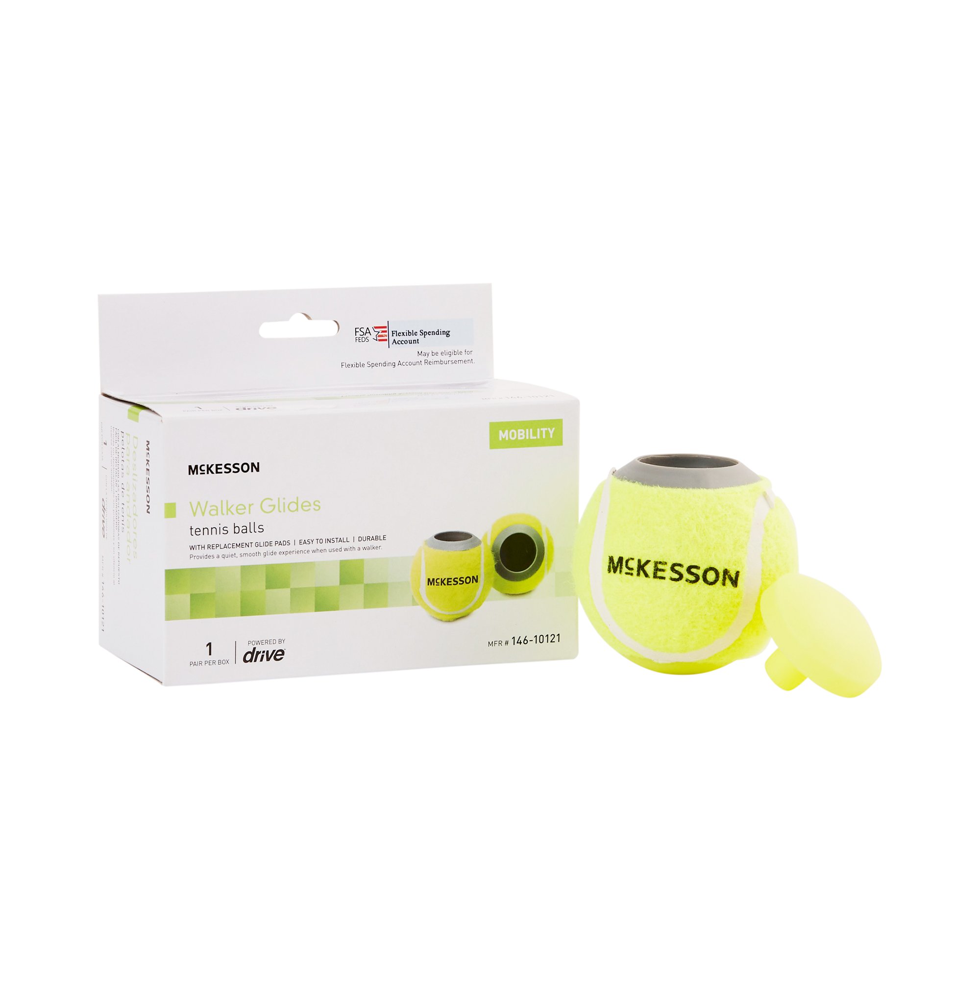 McKesson Brand 146-10121 - McKesson Tennis Ball Glide Pads - 1/Box, 10/Case
