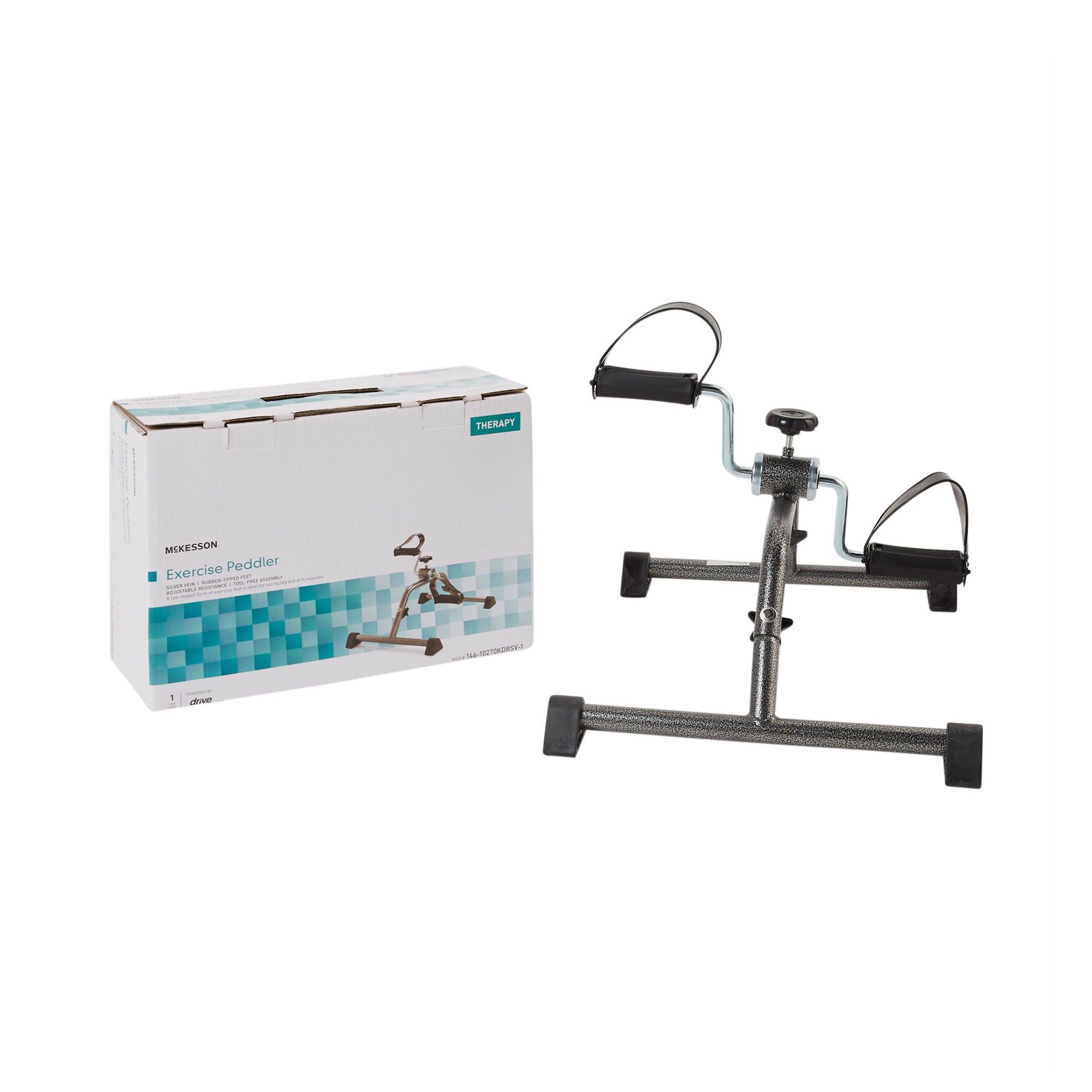 McKesson Brand - 146-10270KDRSV-1 Exerciser Peddler McKesson Knocked Down Adjustable Resistance Levels 16-93/100 L X 7-1/100 W X 12-1/5 H Inch Silver Vein Finish