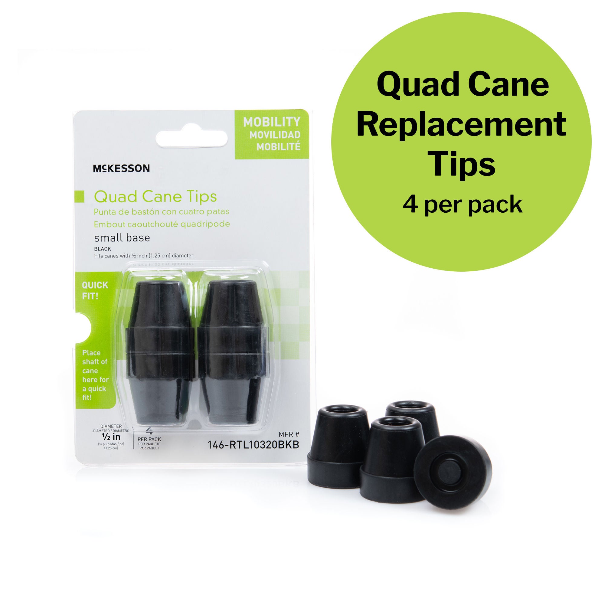 McKesson Brand - 146-RTL10320BKB McKesson Quad Cane Tips
