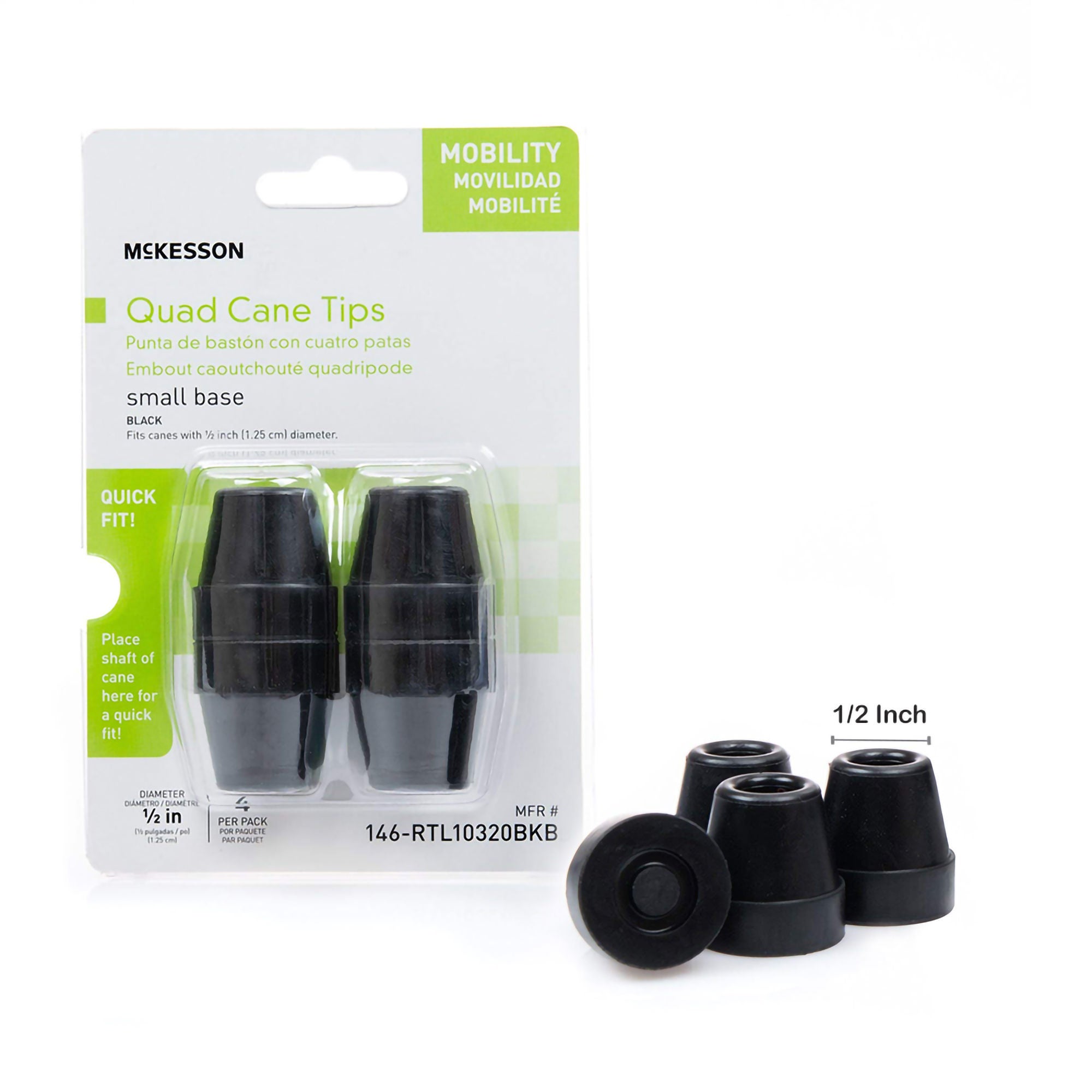 McKesson Brand - 146-RTL10320BKB McKesson Quad Cane Tips