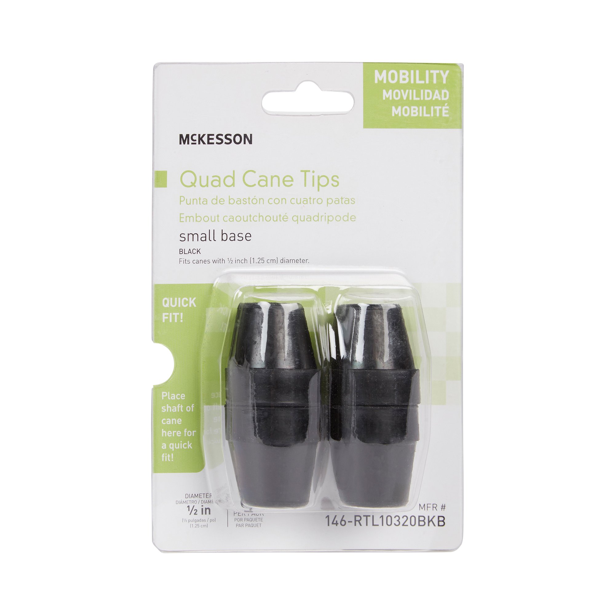 McKesson Brand 146-RTL10320BKB - McKesson Quad Cane Tips - 4/Box, 40/Case