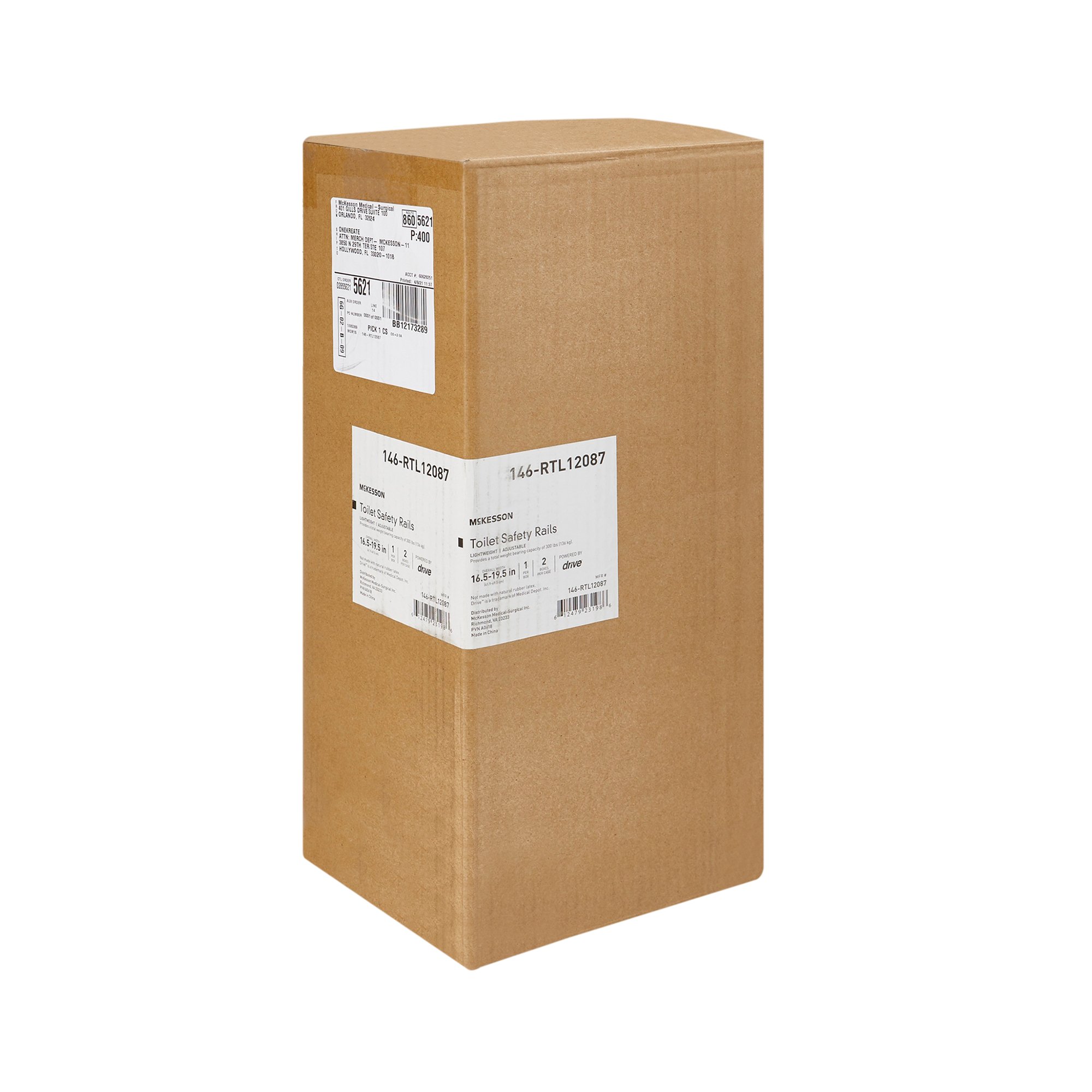 McKesson Brand 146-RTL12087 - McKesson Toilet Safety Rail, White Steel, Width-Adjustable - 1/Each, 2/Case
