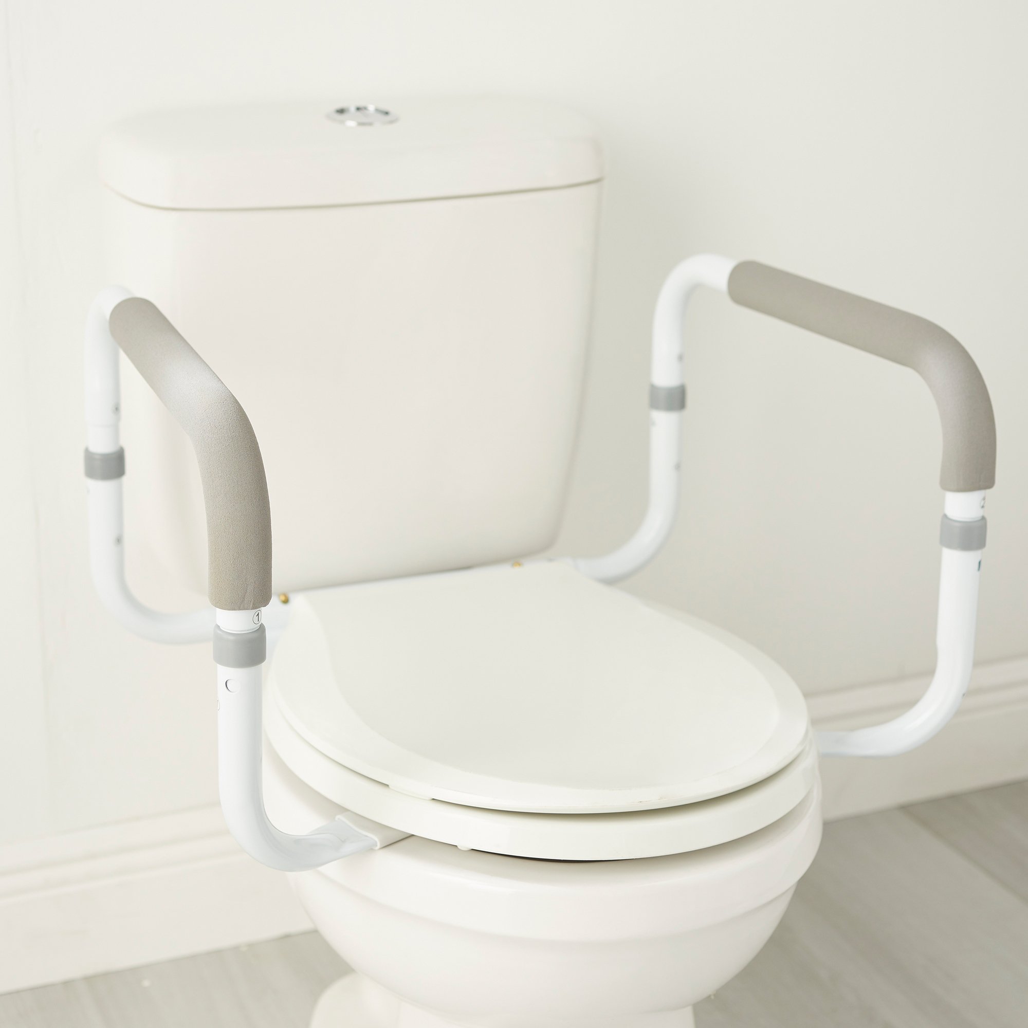 McKesson Brand 146-RTL12087 - McKesson Toilet Safety Rail, White Steel, Width-Adjustable - 1/Each, 2/Case
