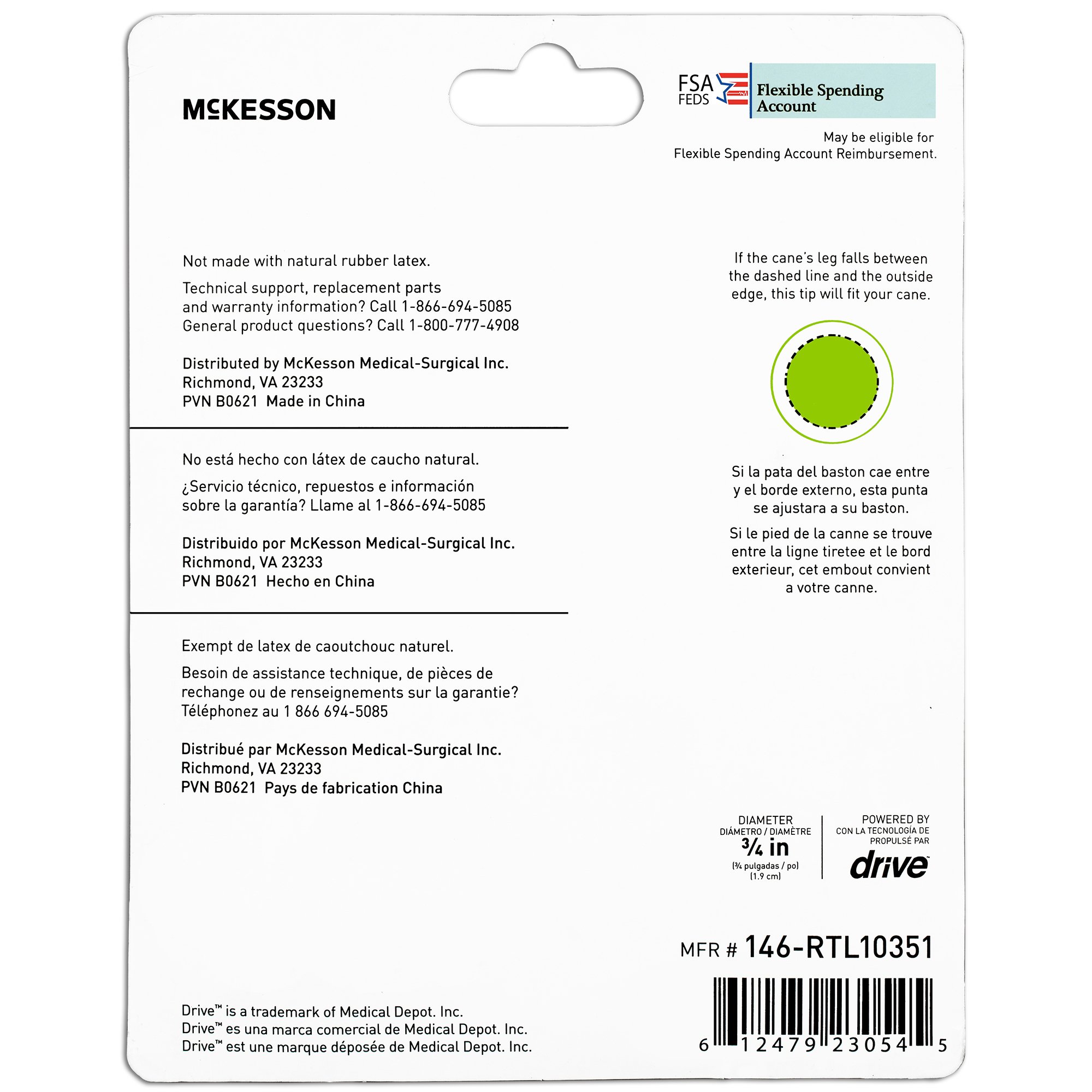 McKesson Brand - 146-RTL10351 McKesson Four-Point Cane Tip