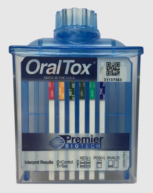 Premier Biotech - OT-80602 Drugs of Abuse Test Kit OralTox® AMP, COC, mAMP/MET, OPI, PCP, THC 25 Tests CLIA Non-Waived