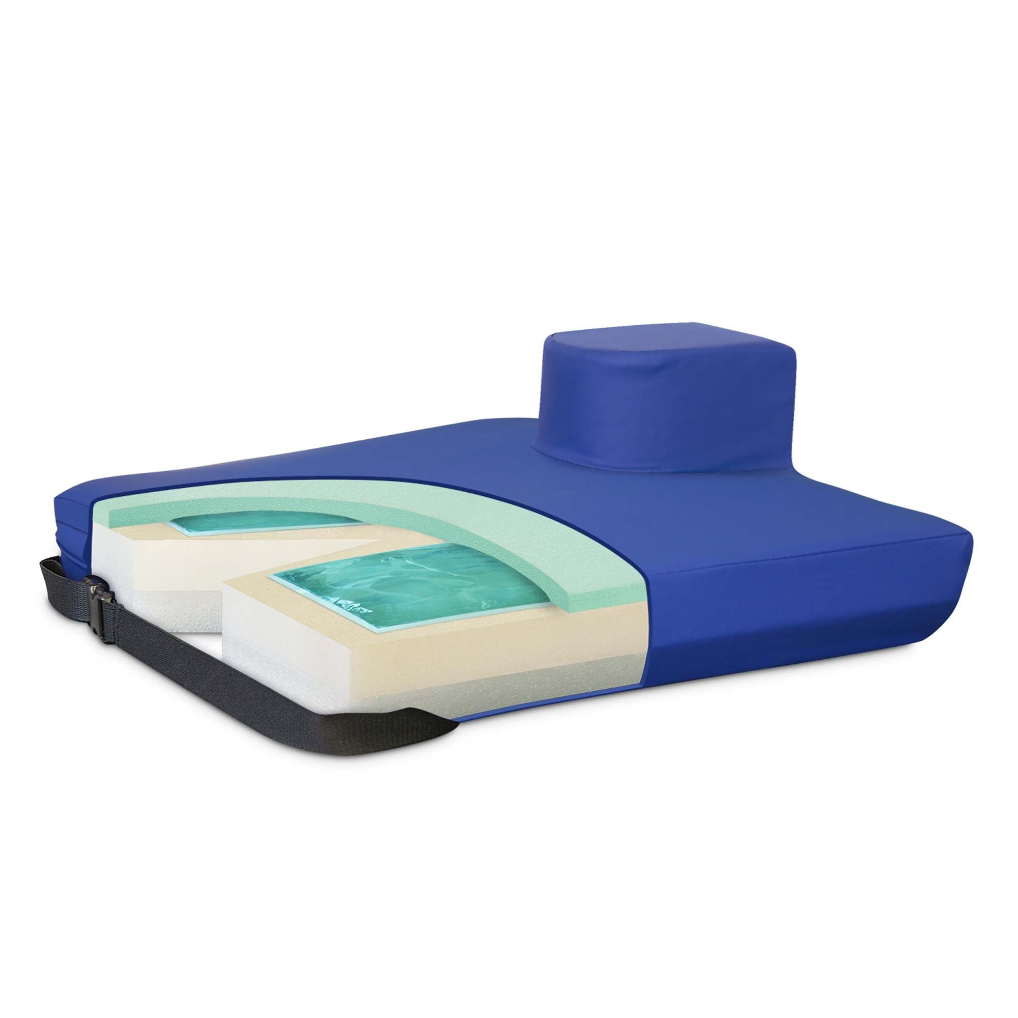 New York Orthopedic - 9599-GCP-221803 Coccyx Relief Seat Cushion with Pommel APEX CORE™ 22 W X 18 L X 3 D Inch Foam / Gel
