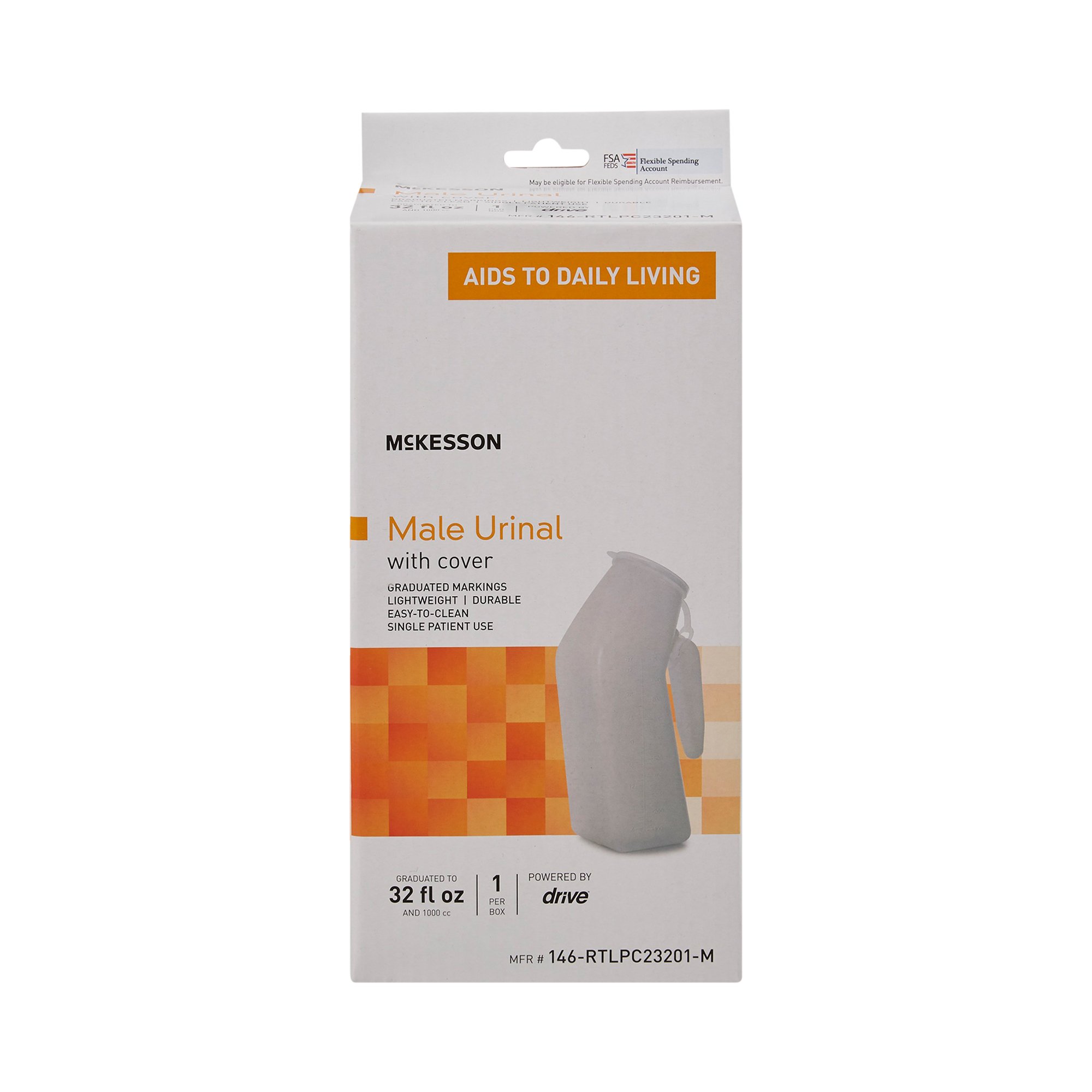 McKesson Brand - 146-RTLPC23201-M McKesson Male Urinal with Cover