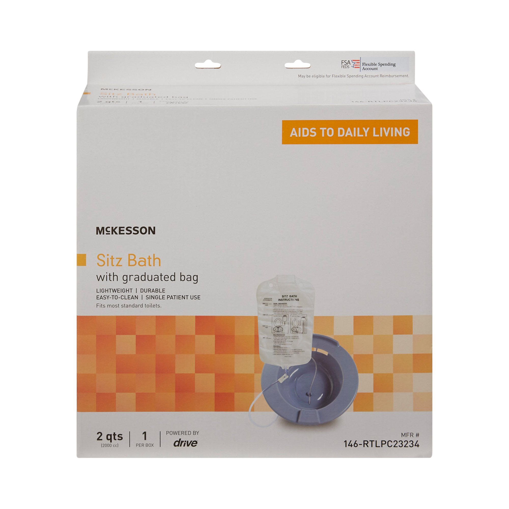 McKesson Brand 146-RTLPC23234 - McKesson Round Sitz Bath, 2,000 mL Bag - 1/Each, 6/Case