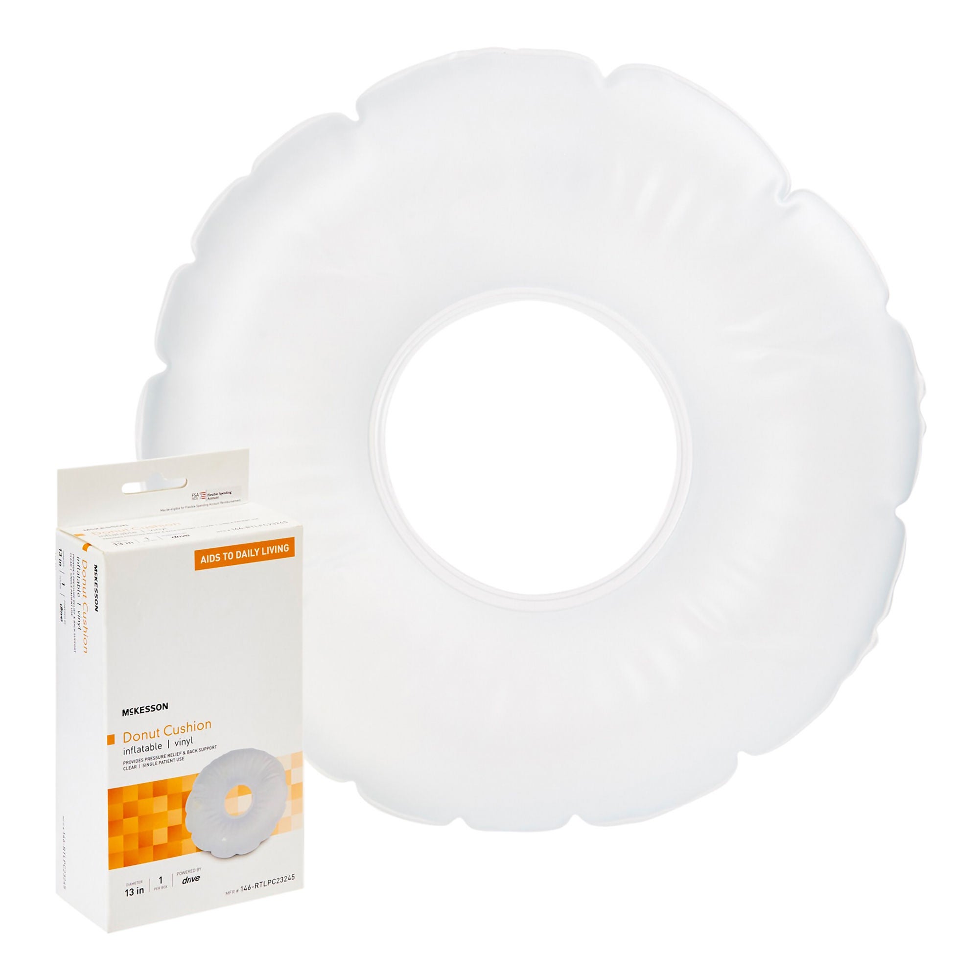 McKesson Brand - 146-RTLPC23245 Donut Seat Cushion McKesson 13 Inch Diameter X 3 D Inch Vinyl