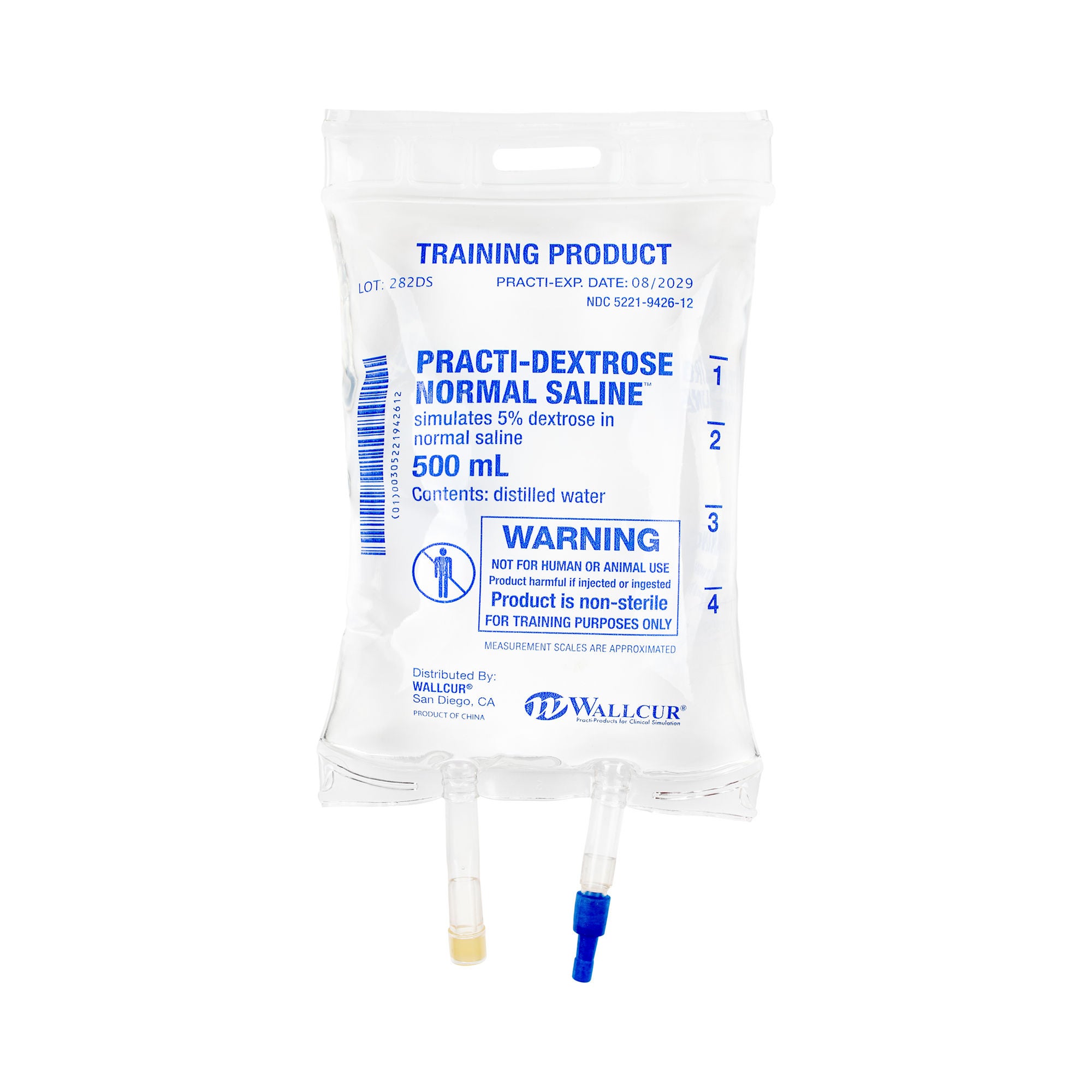 Wallcur - 282DS Clinical Training Medication Practi-Dextrose Normal Saline™ Liquid I.V. Bag 500 mL