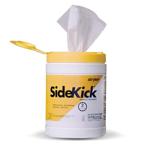 Stryker Medical - 2060000001 Surface Disinfectant Cleaner SideKick™ Premoistened Broad Spectrum Manual Pull Wipe 100 Count Canister Alcohol Scent NonSterile