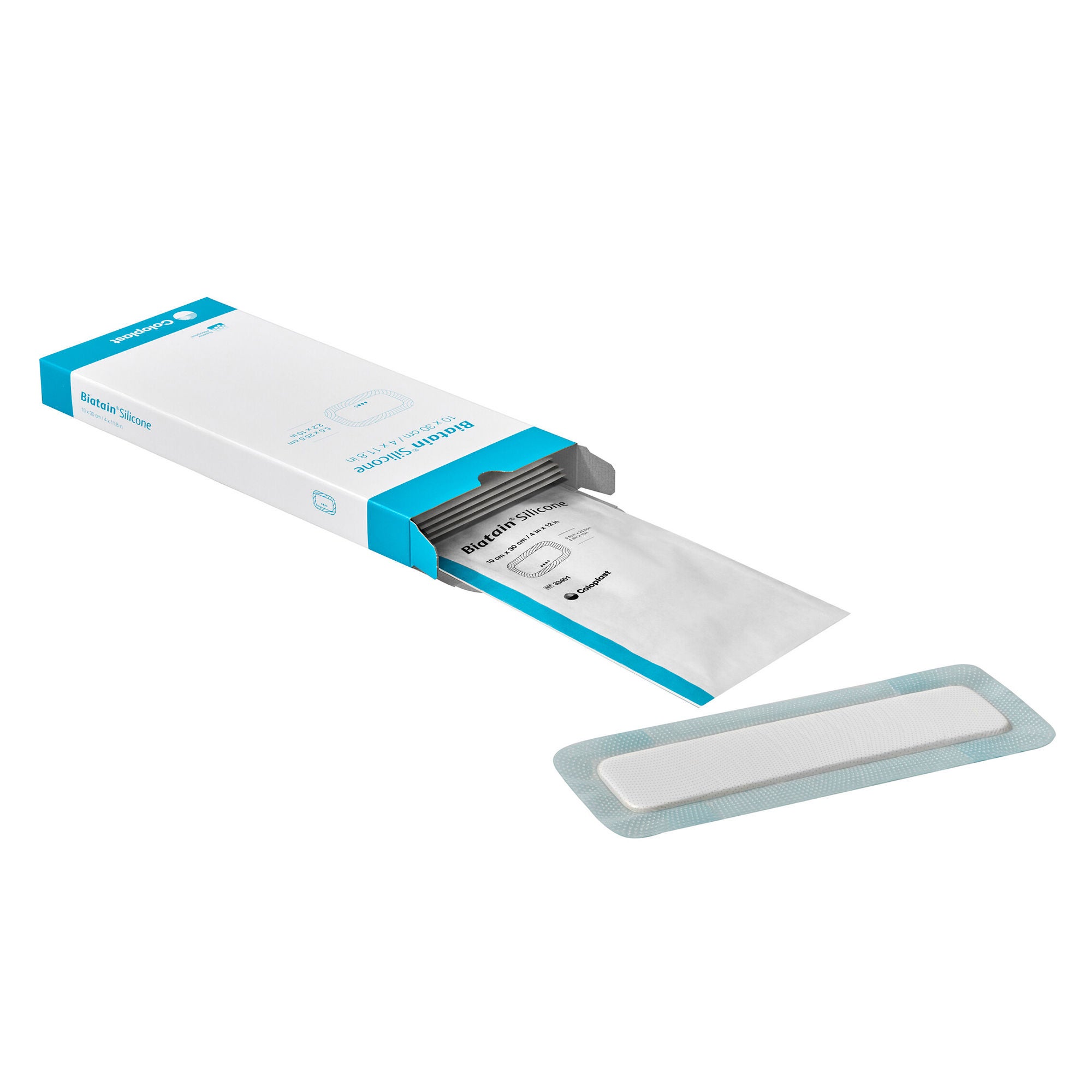 Coloplast - 33401 Foam Dressing Biatain® Silicone 4 X 12 Inch With Border Film Backing Silicone Adhesive Rectangle Sterile