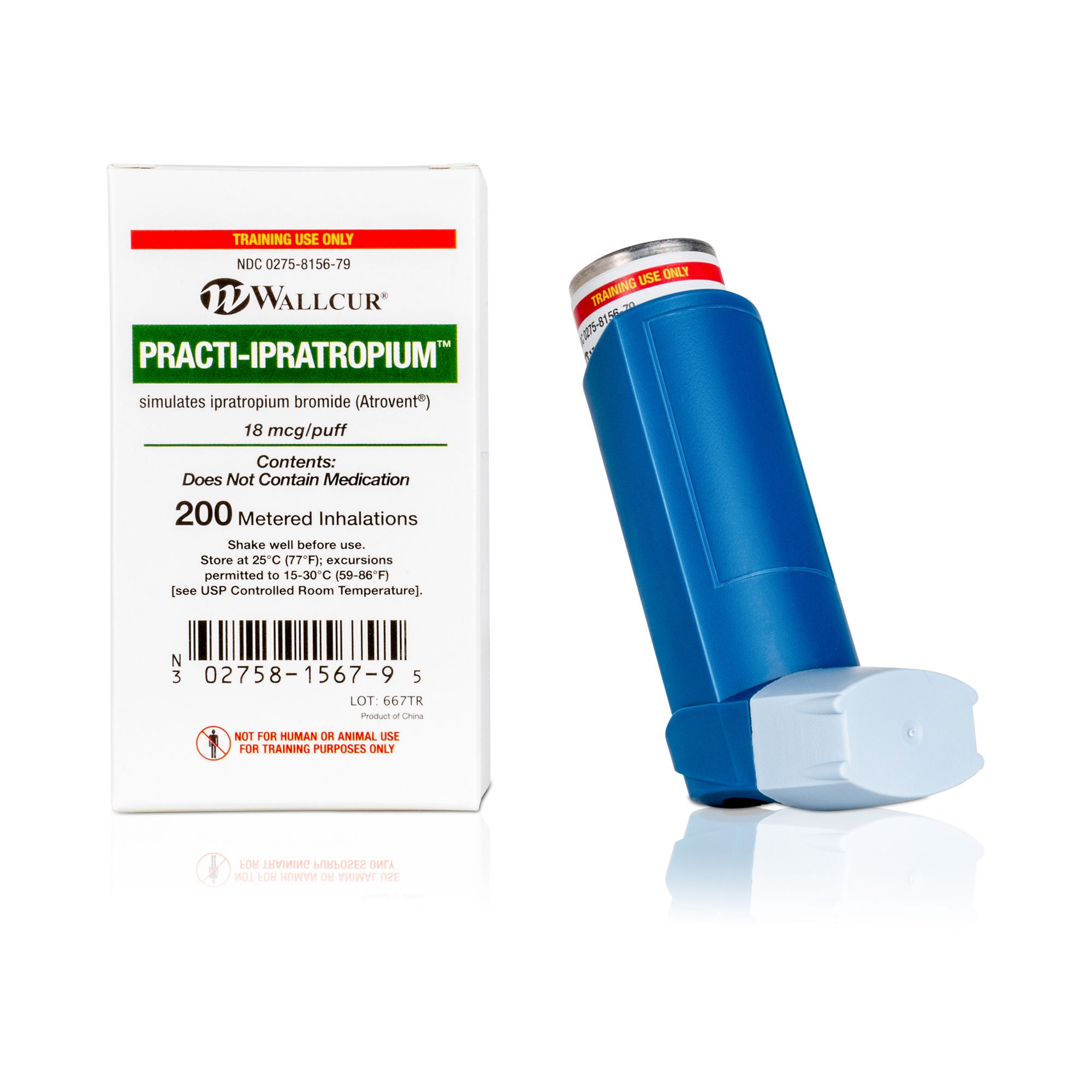Wallcur - 667TR Clinical Training Medication Practi-Ipratropium Inhaler™ Liquid Inhaler 18 mcg / Puff
