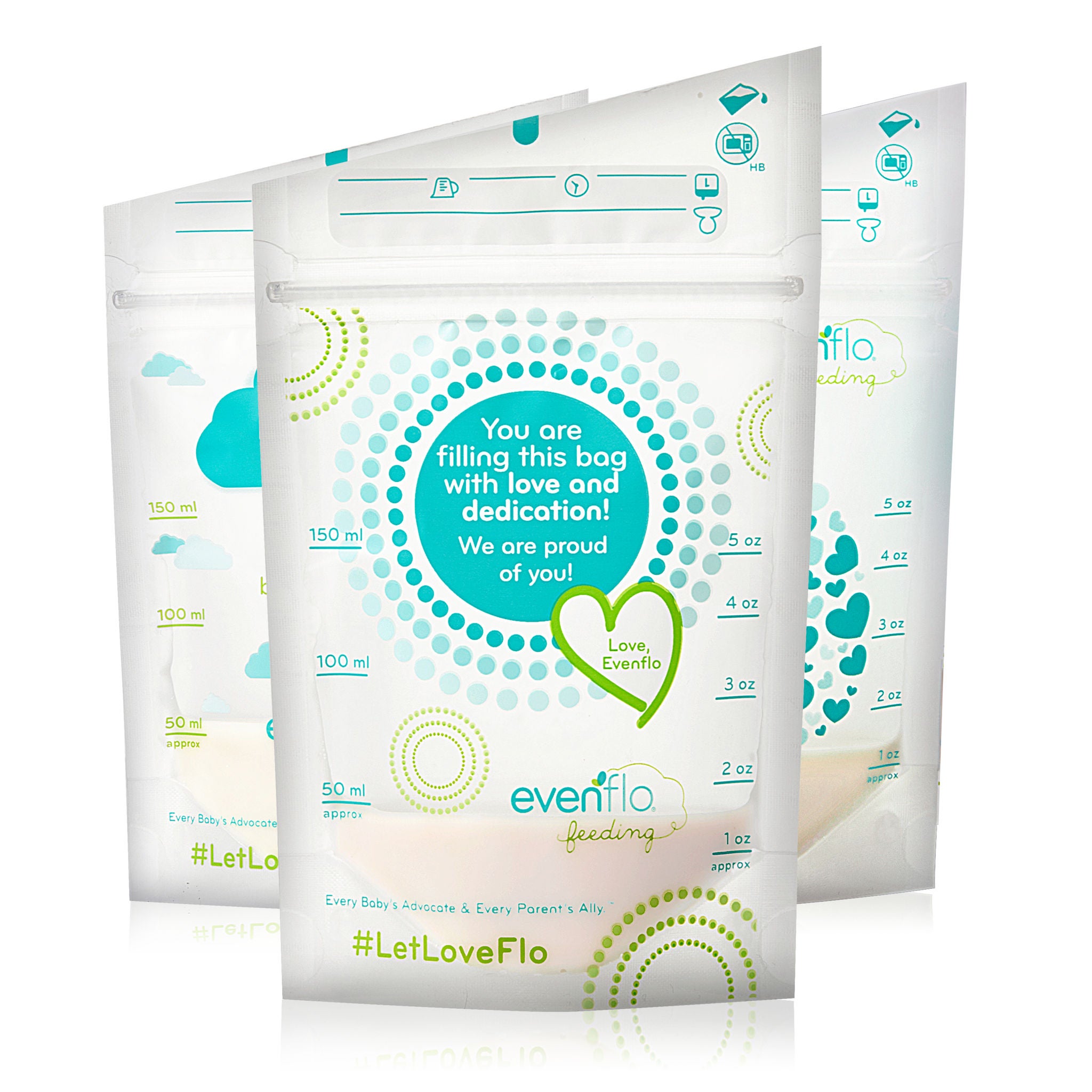 Midway Importing Inc - 5242511 Breast Milk Storage Bag Evenflo Advanced 5 oz. Food Grade Material Clear