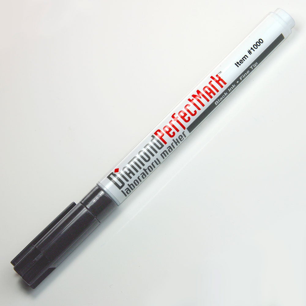 Globe Scientific - 1000 Permanent Marker Diamond PerfectMark™ Black Ink Cap