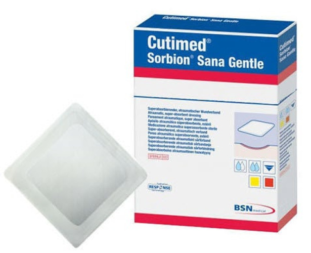 BSN Medical - 7323322 Super Absorbent Dressing Cutimed® Sorbion® Sana Gentle Square 5 X 5 Inch Without Border Sterile