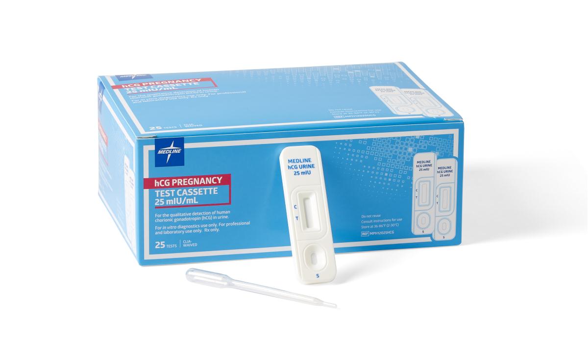 Medline - MPH12025HCG Reproductive Health Test Kit hCG Pregnancy Test 25 Tests CLIA Waived Sample Dependent