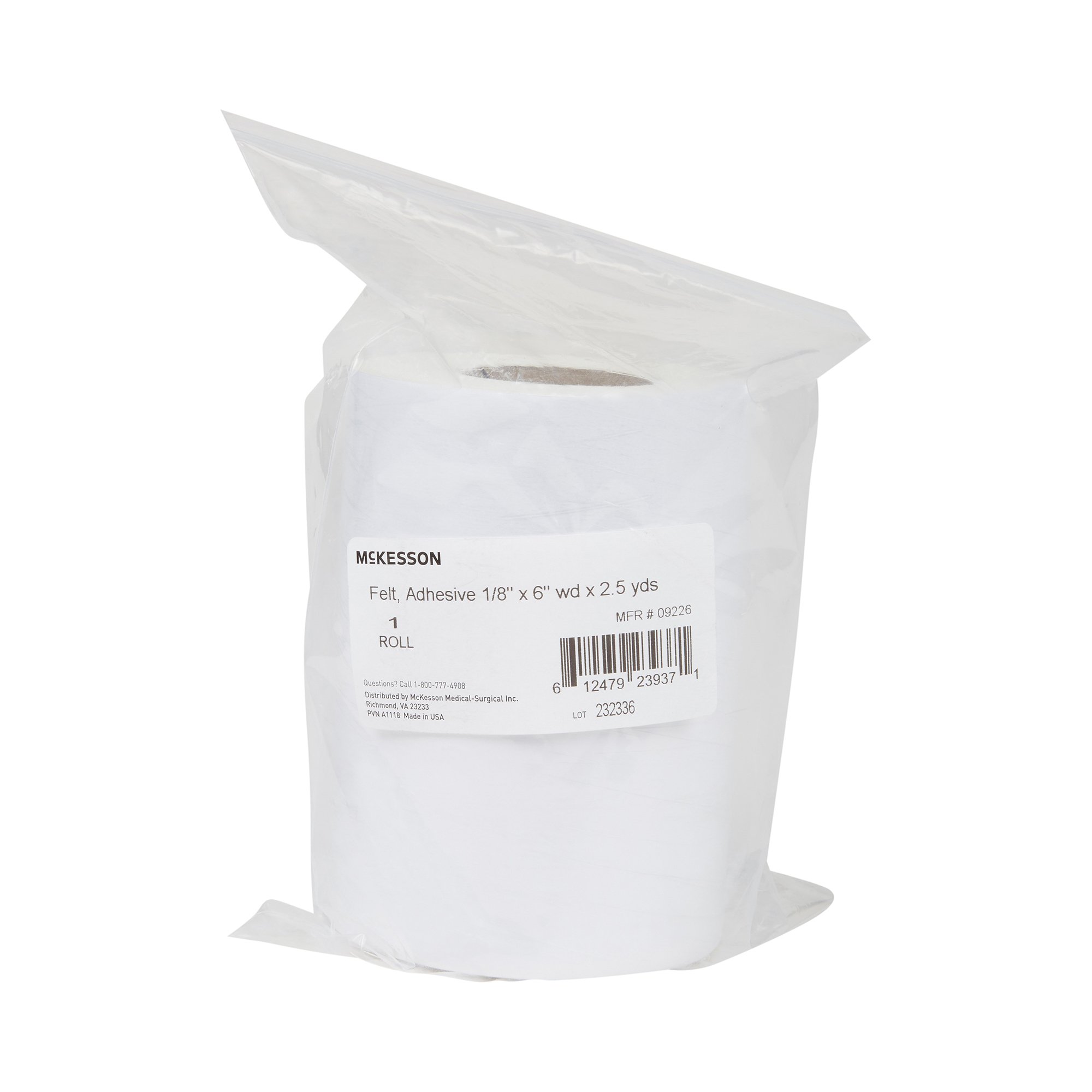 McKesson Brand 9226 - McKesson White Wool / Rayon Adhesive Orthopedic Felt Roll, 6 x 90 Inch - 1/Roll, 10/Case