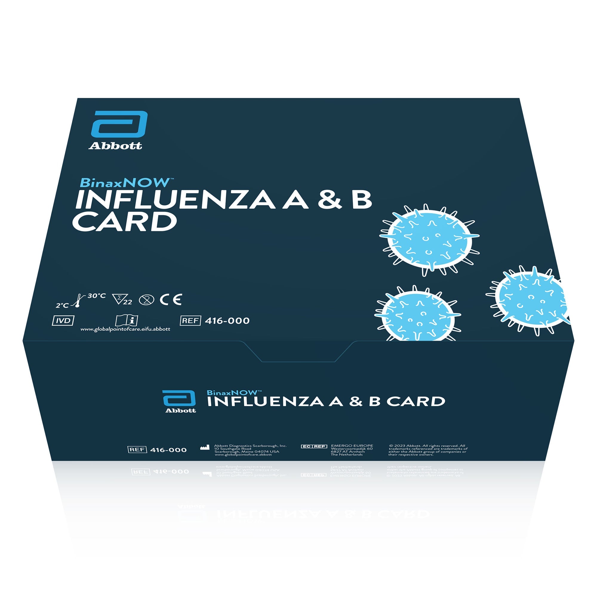 Abbott Rapid Dx North America LLC - ARFLUBD Respiratory Test Kit BinaxNOW® Influenza A&B Card 2 With Alere™ Reader Interpretation Influenza A + B 22 Tests CLIA Waived