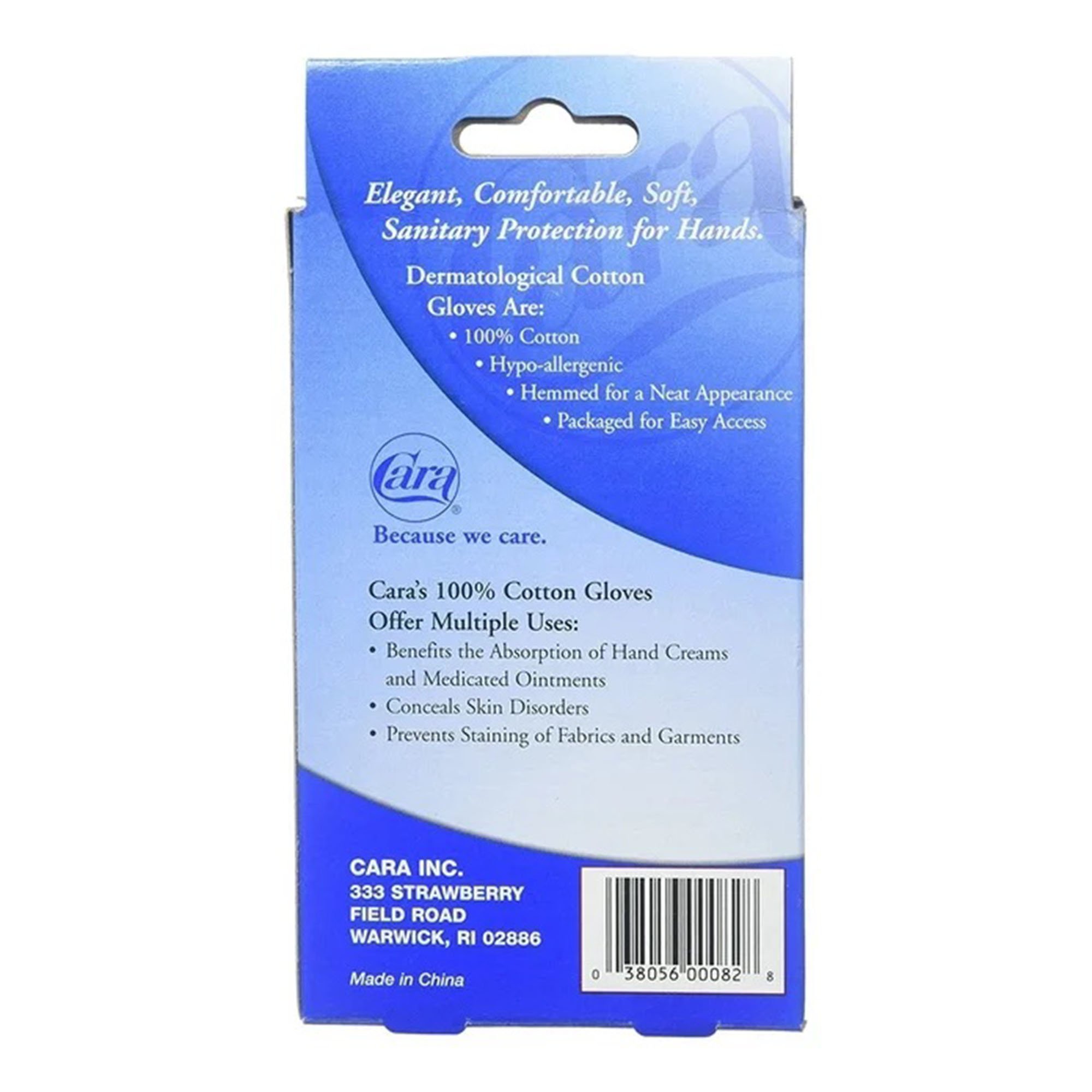 Cara Inc 03805600082 - Cara® Cotton Gloves Aid in Infection Prevention & Absorption of Moisturizers, MD - 1/Pair