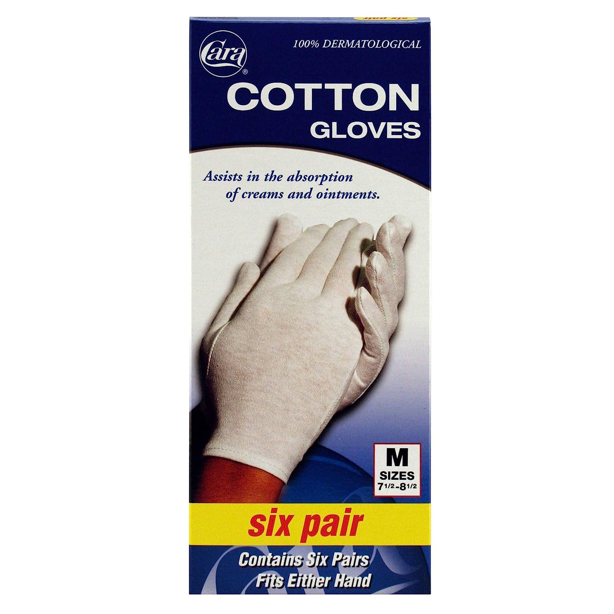 Cara Inc 03805600082 - Cara® Cotton Gloves Aid in Infection Prevention & Absorption of Moisturizers, MD - 1/Pair