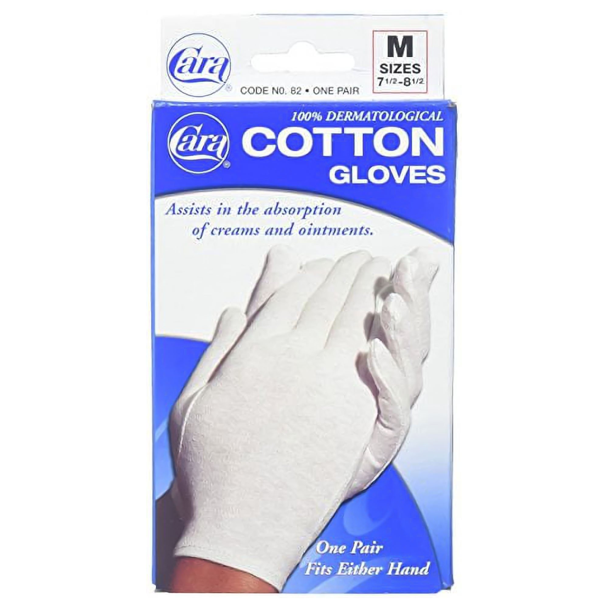 Cara Inc 03805600082 - Cara® Cotton Gloves Aid in Infection Prevention & Absorption of Moisturizers, MD - 1/Pair