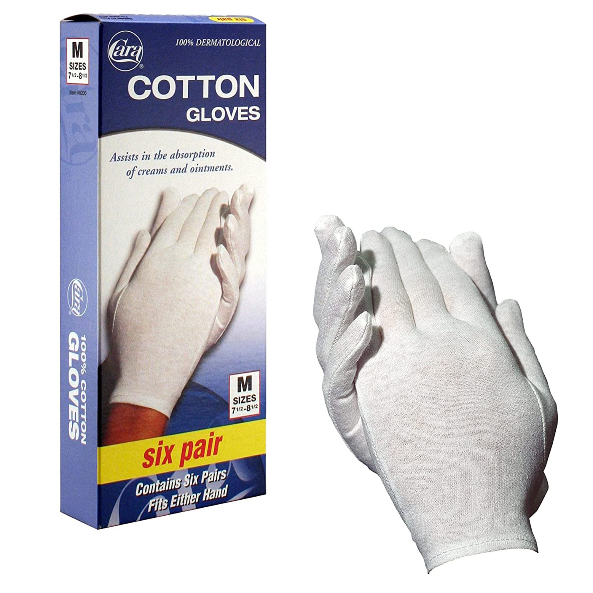 Cara Inc 03805600082 - Cara® Cotton Gloves Aid in Infection Prevention & Absorption of Moisturizers, MD - 1/Pair