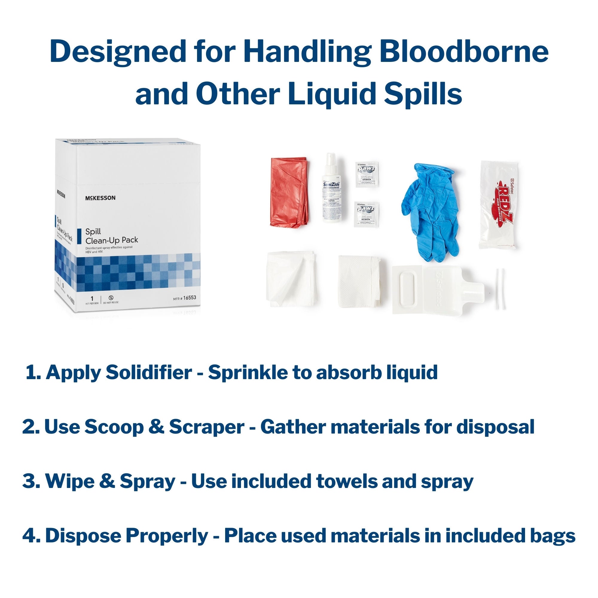 McKesson Brand - 16553 McKesson Bloodborne Pathogen Spill Clean-Up Pack