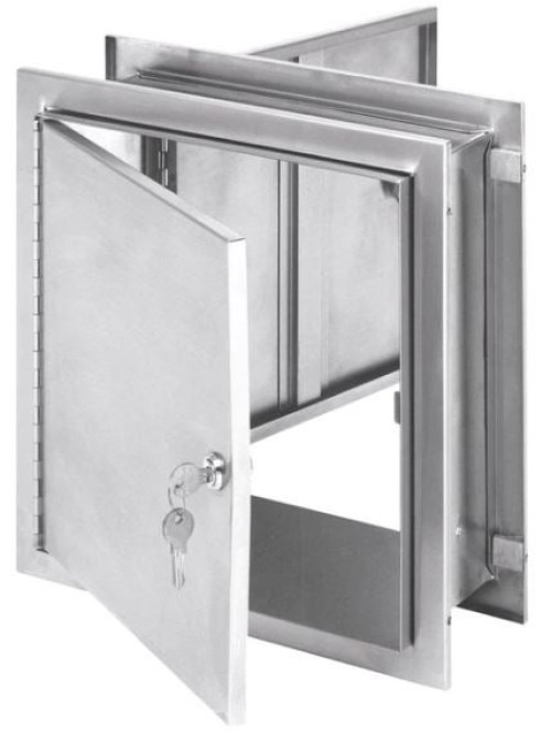 Omnimed - 181786 Pass Thru Narcotic Cabinet Beam® Wall Mount Stainless Steel Without Drawers Without Shelves Keyed Double Lock