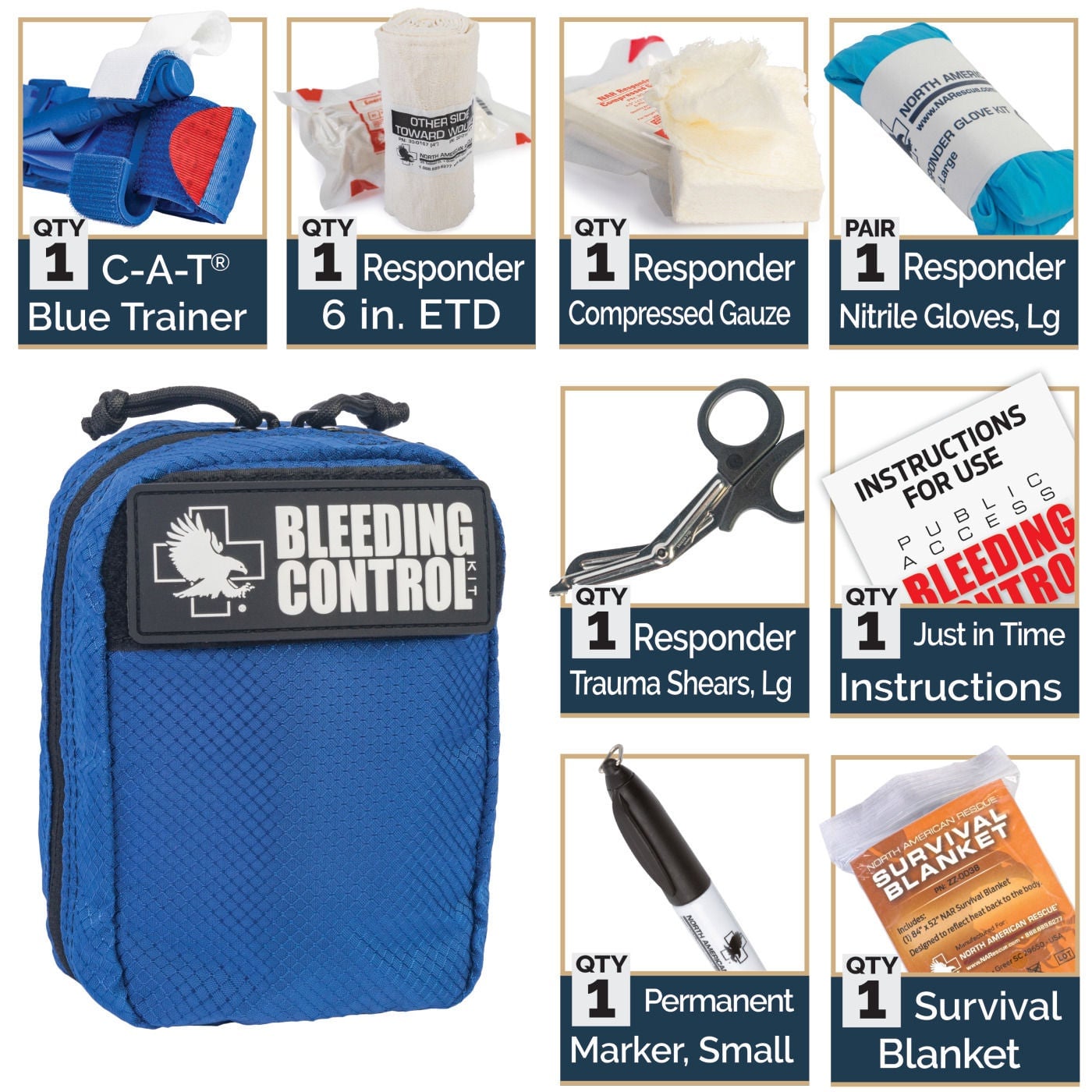 North American Rescue - 80-0901 Trainer Bleeding Control Kit Public Access