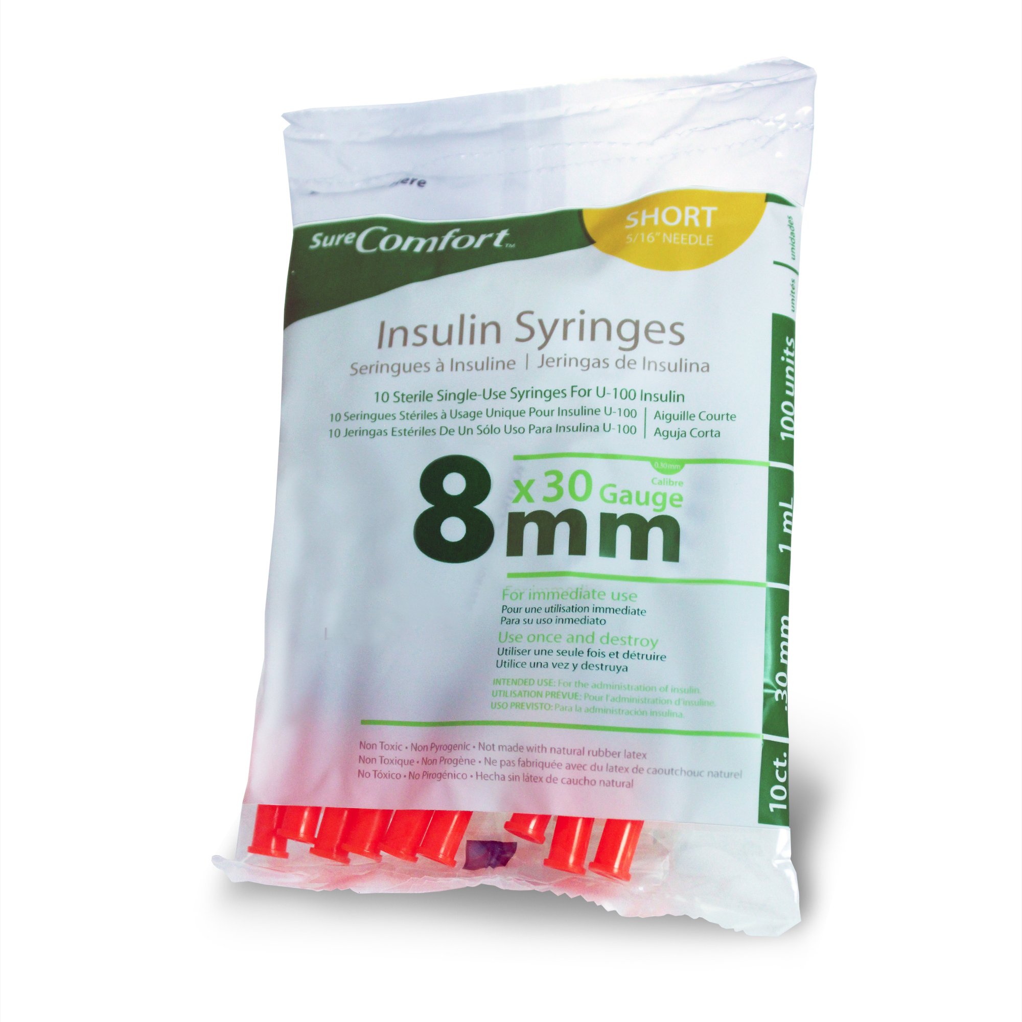 Allison Medical Inc 22-6010 - Surecomfort® 1 mL Standard Insulin Syringe with Needle, 30 Gauge, 5/16 Inch - 100/Box, 500/Case