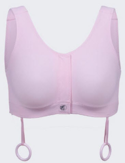 BFFL Co - 0425XL Post-Surgical Bra Elizabeth Pink Surgical Bra® 51 to 54 Inch Chest 5X-Large Pink Front Hook and Loop Closure Drain Holders