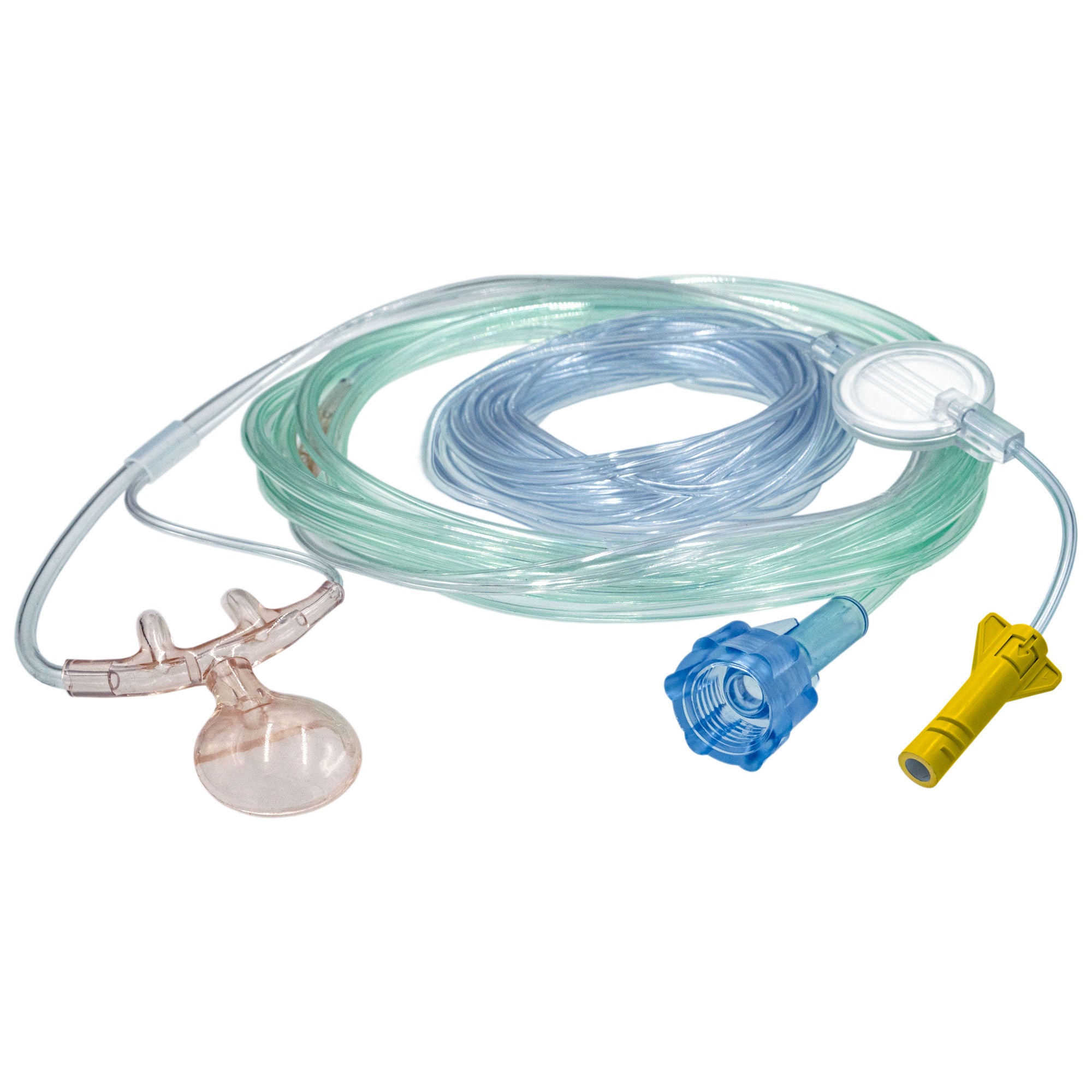 Sun Med - 4MSF1-L-7-6-100 ETCO2 Oral / Nasal Cannula Salter Labs® Adult Curved Prongs 7 Foot Tubing Low Flow Rate
