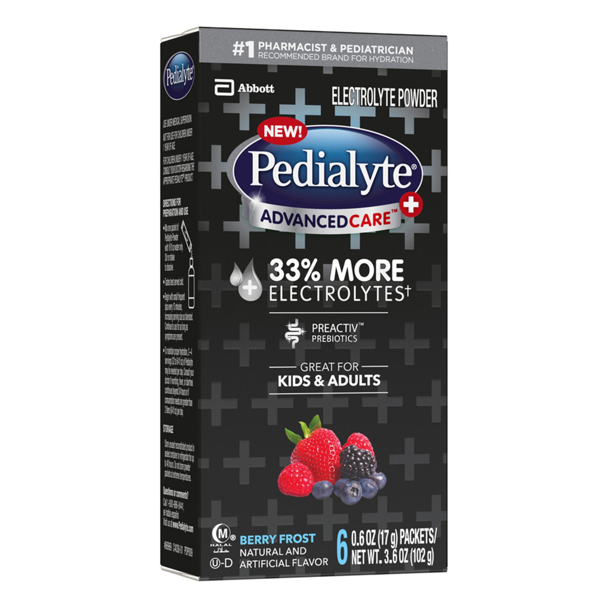 Abbott Nutrition - 66969 Oral Electrolyte Solution Pedialyte® AdvancedCare™ Plus Berry Frost Flavor 0.6 oz.