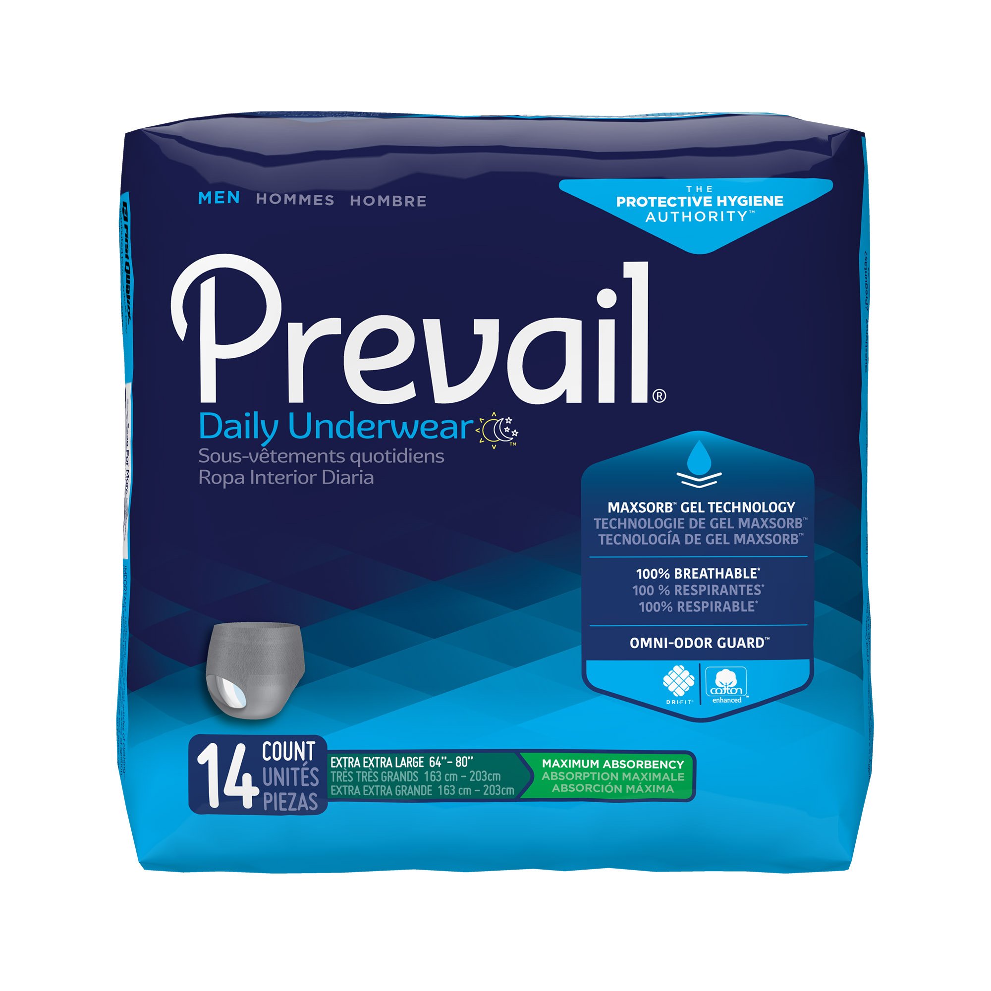 First Quality Products LLC PUM-517 - Prevail® Daily Underwear Maximum Absorbent Underwear, Extra Extra Large - 14/Bag, 56/Case