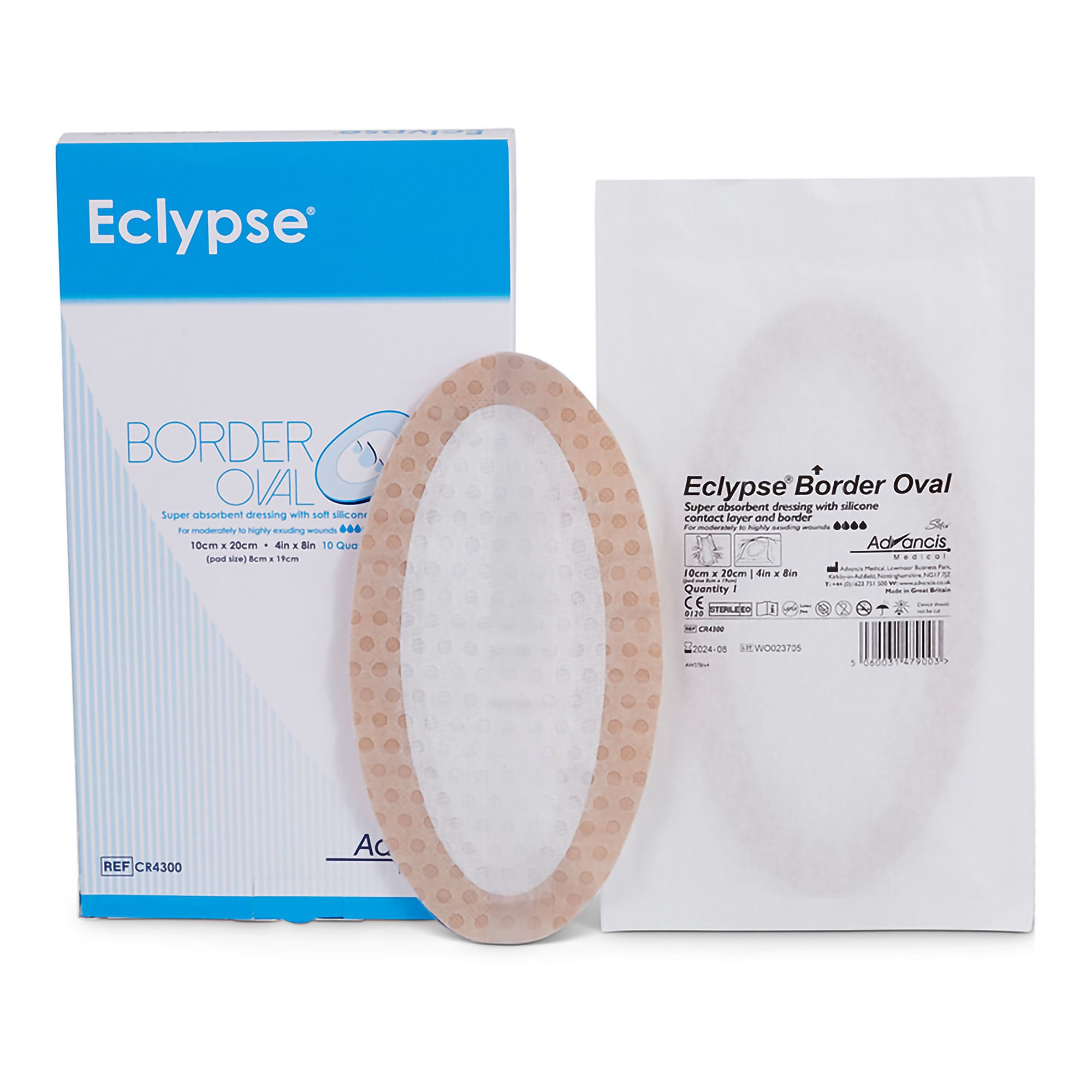 Mediusa - CR4300 Super Absorbent Dressing Eclypse® Border Oval Oval 4 X 8 Inch With Border Sterile