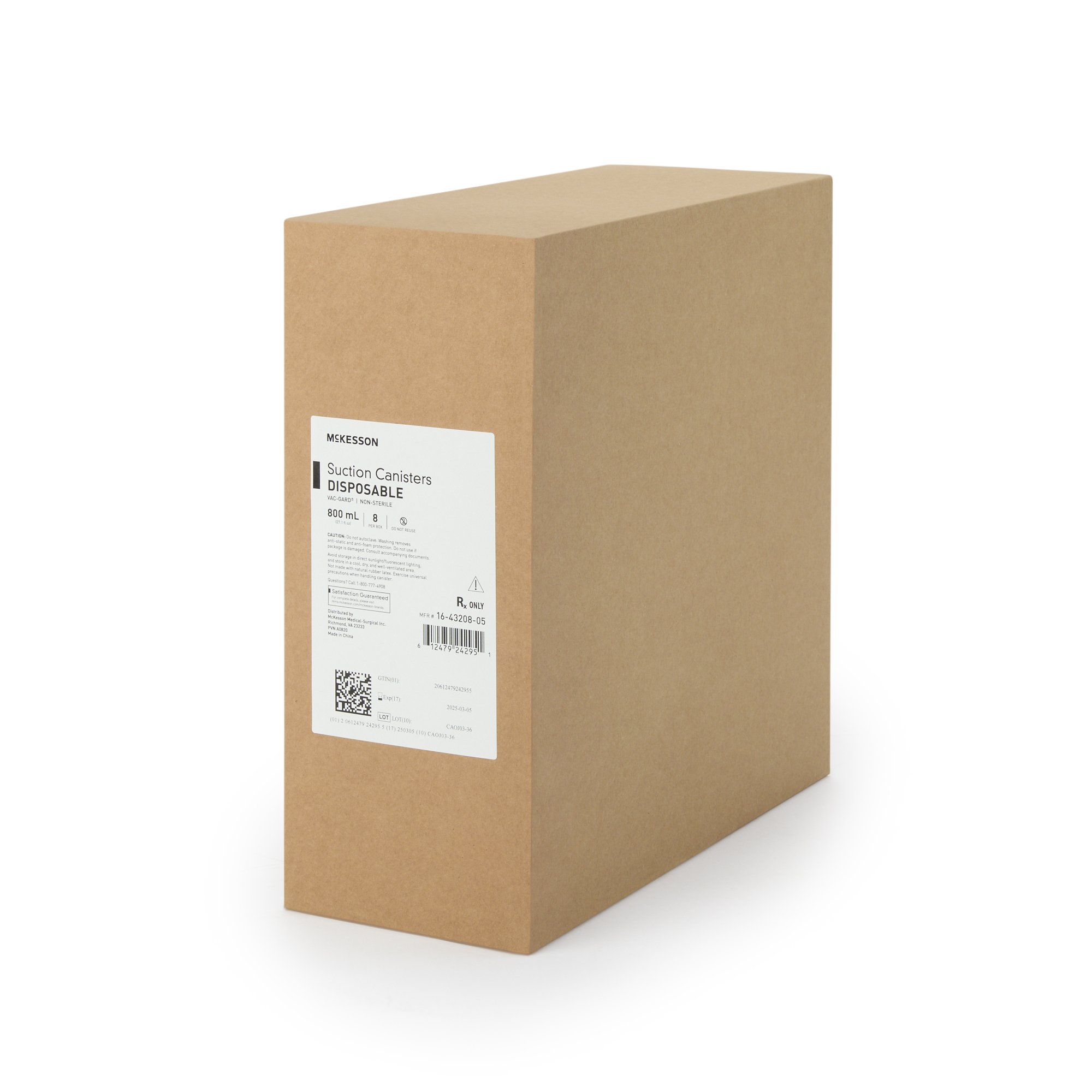 McKesson Brand 16-43208-05 - McKesson Suction Canister, Disposable, 800 mL - 8/Box, 32/Case