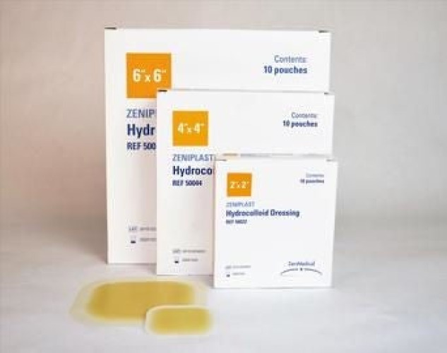 Focus Health Group - 50022 Hydrocolloid Dressing Zeniplast Waterproof Film Backing 2 X 2 Inch Square Hydrocolloid / Film