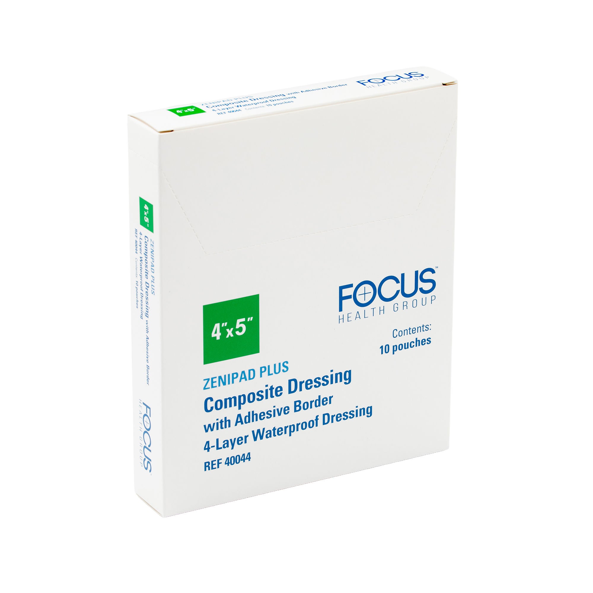 Focus Health Group - 40044 Composite Dressing Zenipad Plus 4 X 5 Inch Rectangle Sterile Waterproof Film Backing