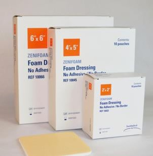 Focus Health Group - 10045 Foam Dressing Zenifoam 4 X 5 Inch Without Border Waterproof Backing Nonadhesive Rectangle Sterile