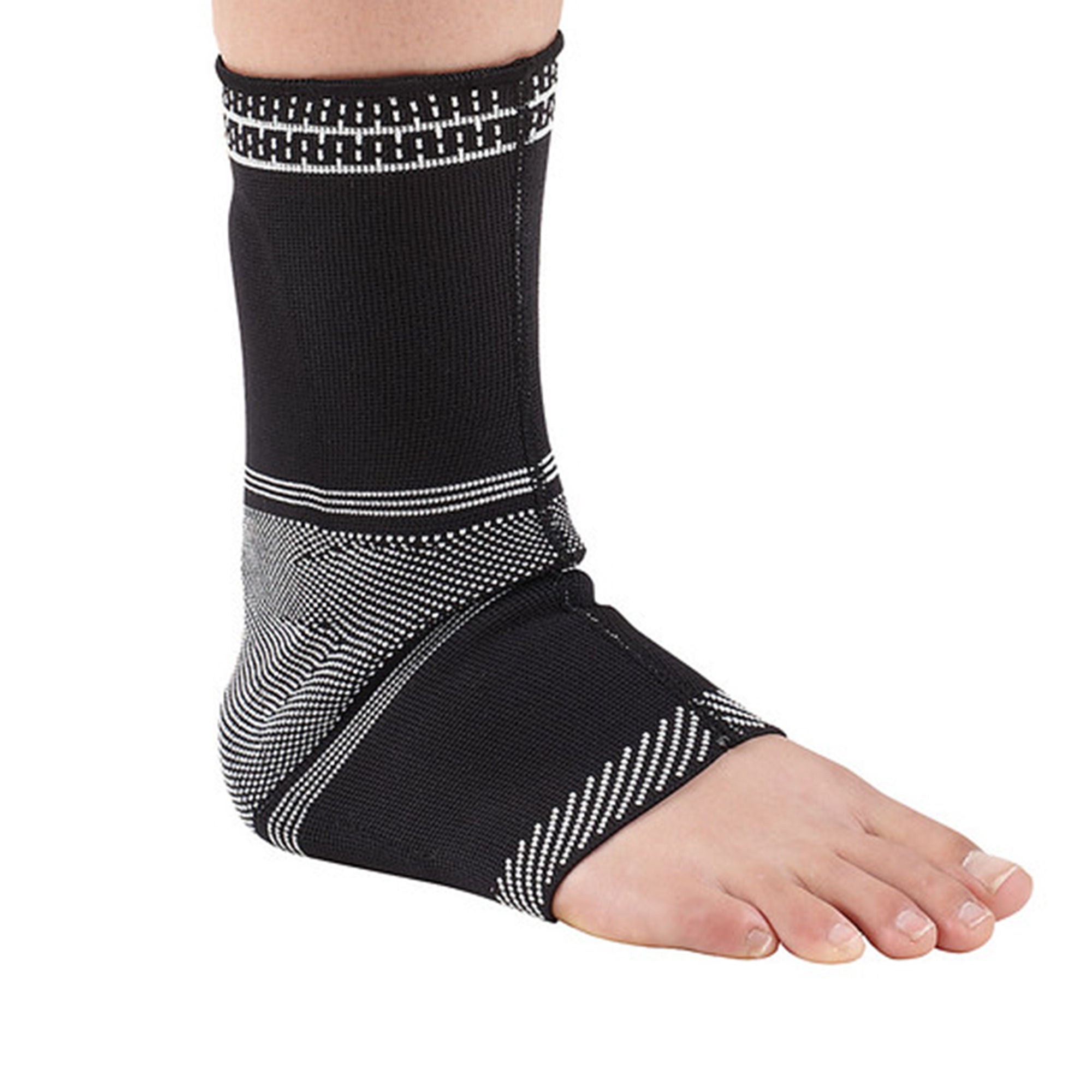 Breg - 100194-030 Compression Socks Ankle High Medium / Tall Black Pattern Open Toe