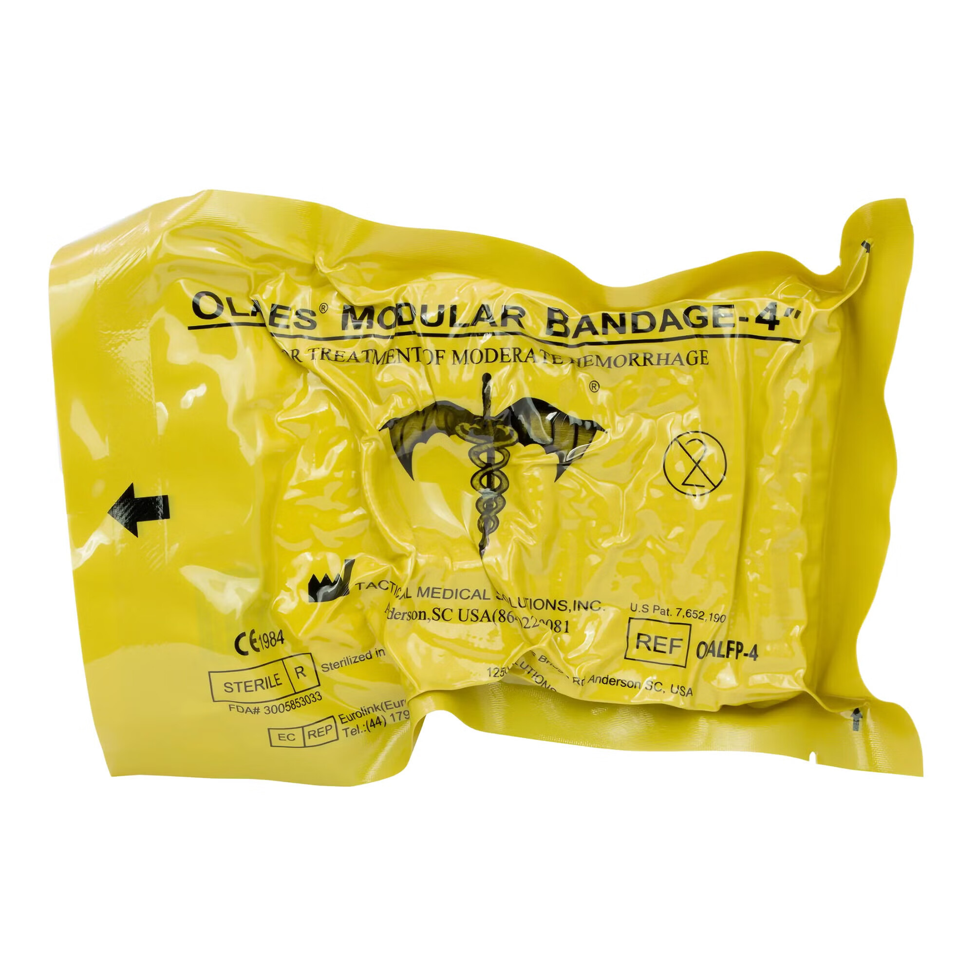 Tactical Medical Solutions Inc - OALFP-4 Hemostatic Dressing Olaes® Modular Bandage 4-1/2 H X 6 W X 1-1/2 D Inch 1 per Pack Sterile