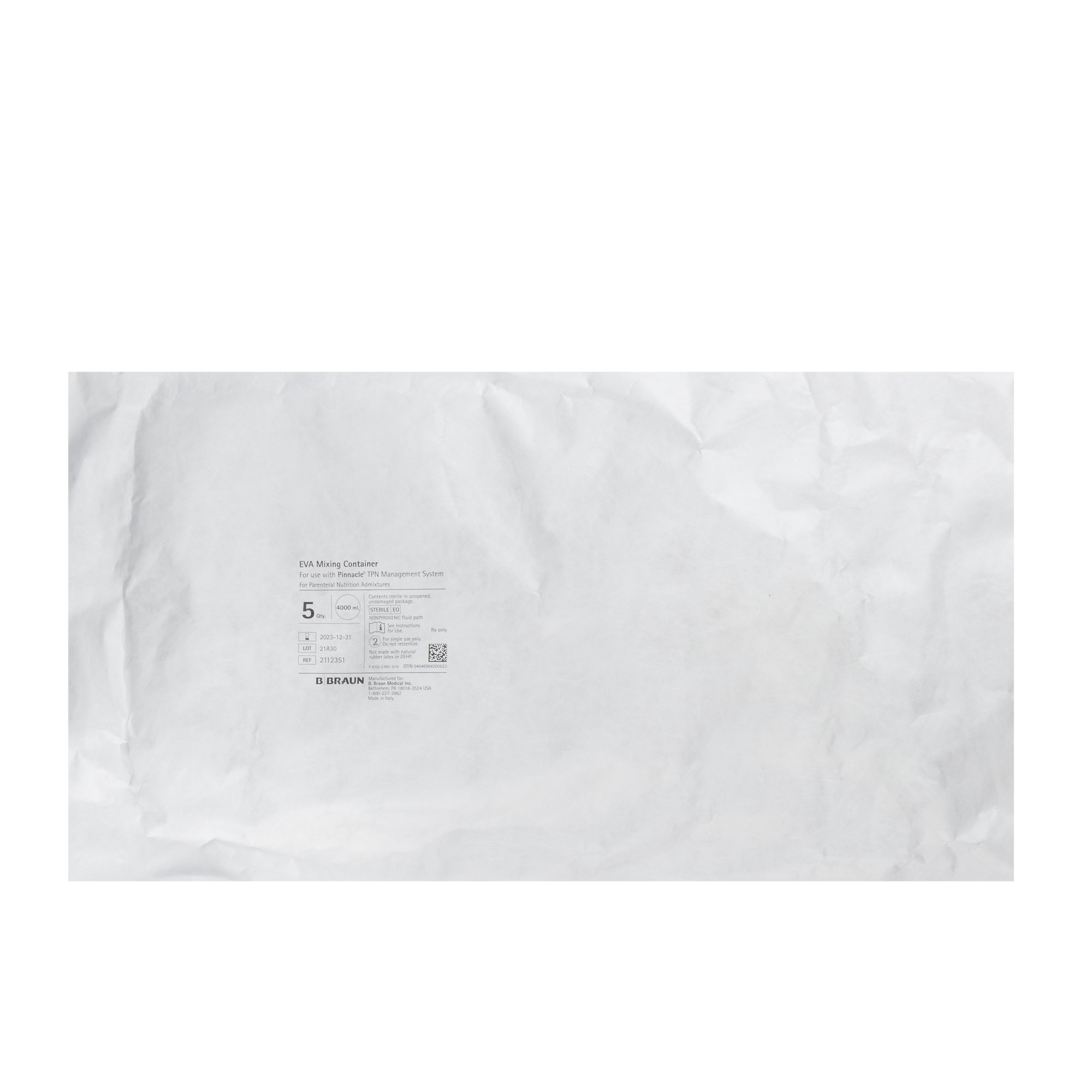 B. Braun - 2112351 Pinnacle® EVA Mixing Container