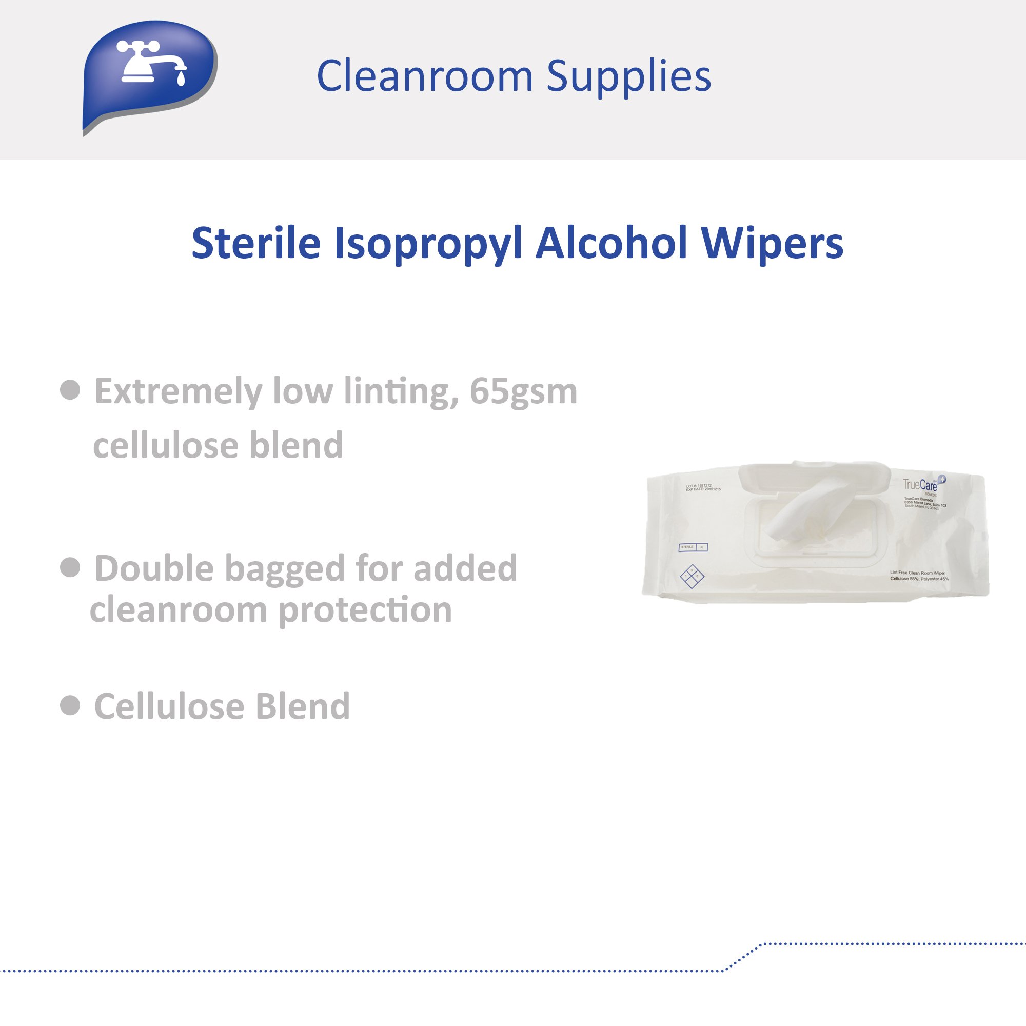TrueCare Biomedix - TCBWALC30 TrueCare Biomedix Sterile Isopropyl Alcohol Wipes