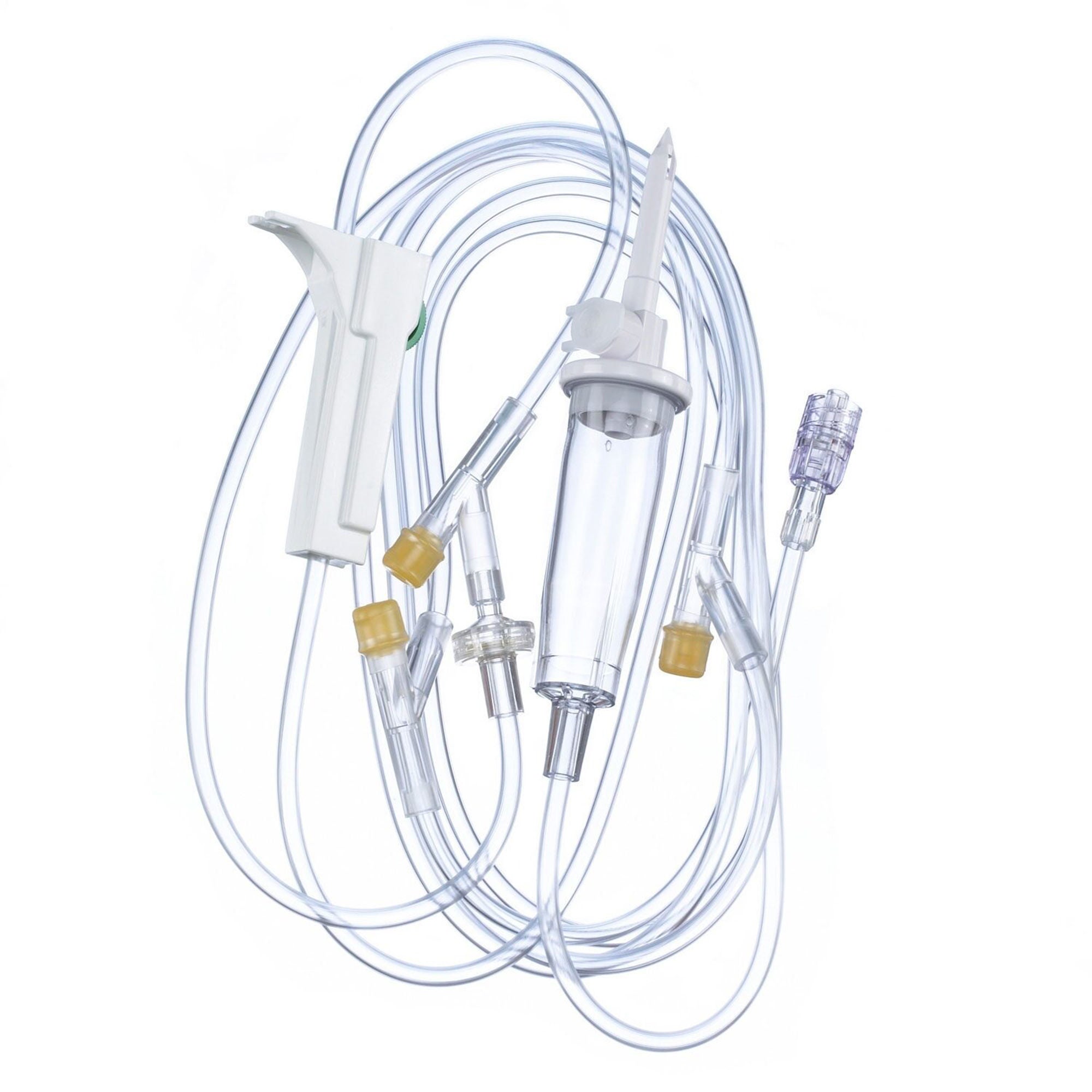 Amsino International - AFS208B Primary IV Administration Set AMSafe® Gravity 2 Ports 10 Drops / mL Drip Rate Without Filter 96 Inch Tubing Solution Without Flow Regulator