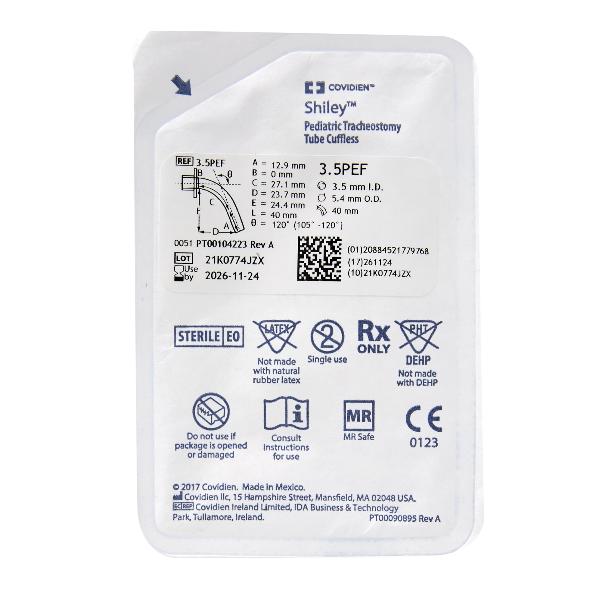 Shiley Uncuffed Tracheostomy Tube 3.5PEF by Medtronic MITG