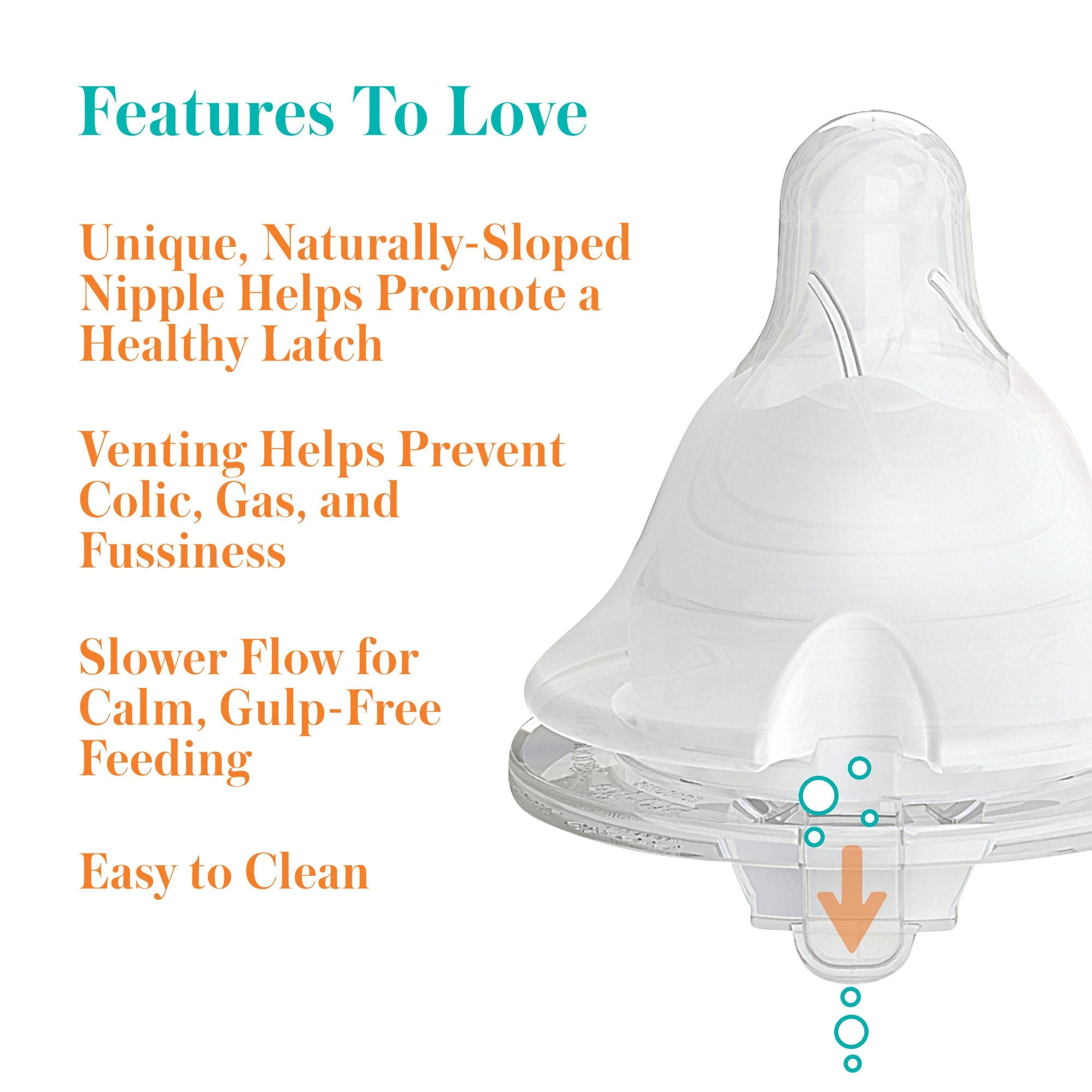Midway Importing Inc - 2146211 Nipple Evenflo Feeding Balance + Wide Neck Medium Flow Tip Ages 3 Months and Up
