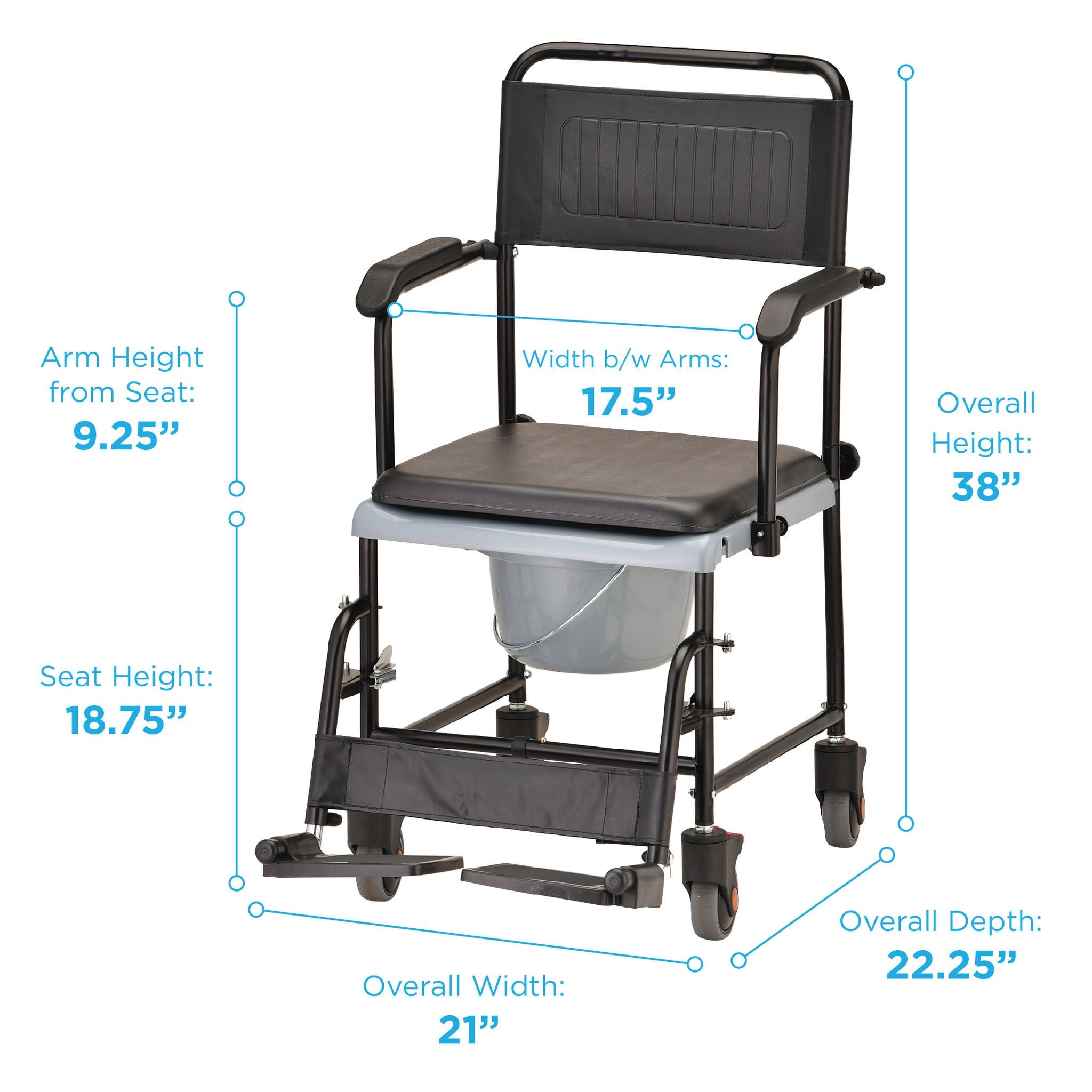 Nova Ortho-Med - 8805 Transport Chair 17-1/2 Inch Seat Width Desk Length Arm Swing-Away Footrest Steel Frame