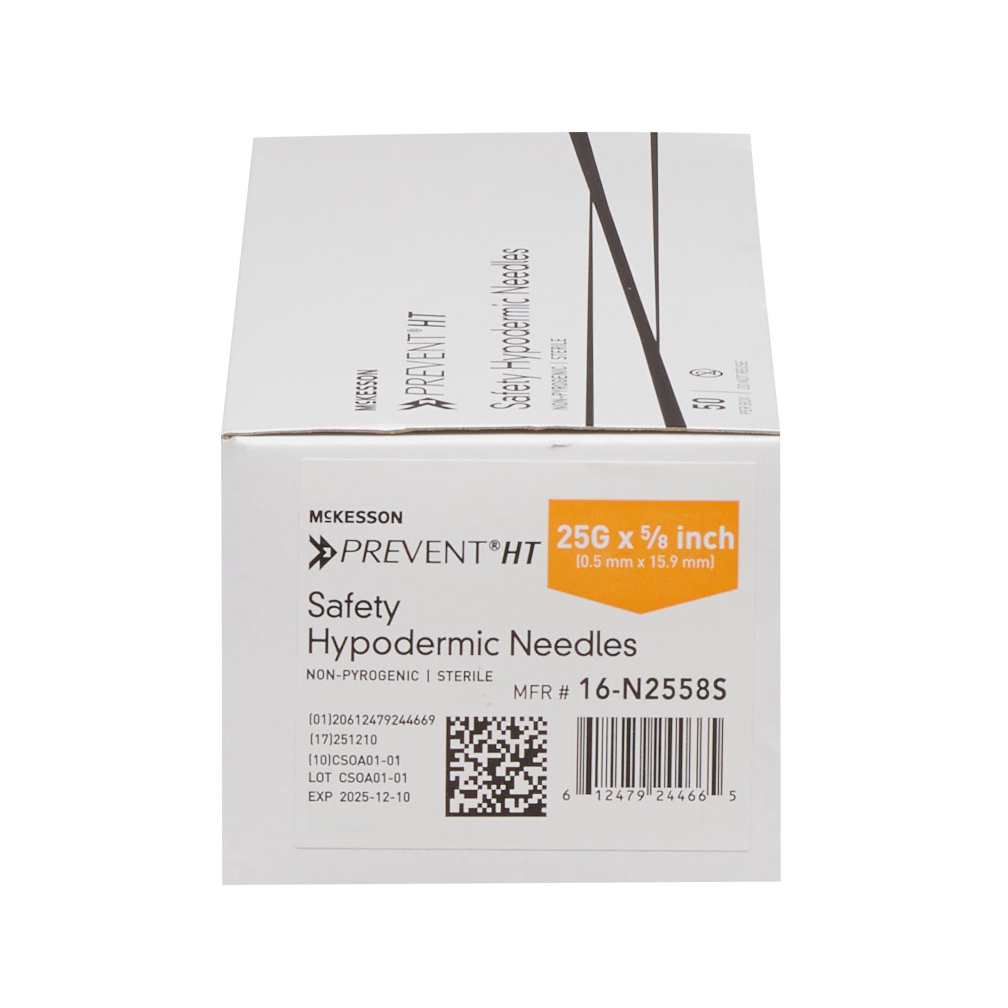 McKesson Brand - 16-N2558S Safety Hypodermic Needle McKesson Prevent® HT 5/8 Inch Length 25 Gauge Thin Wall Hinged Safety Needle